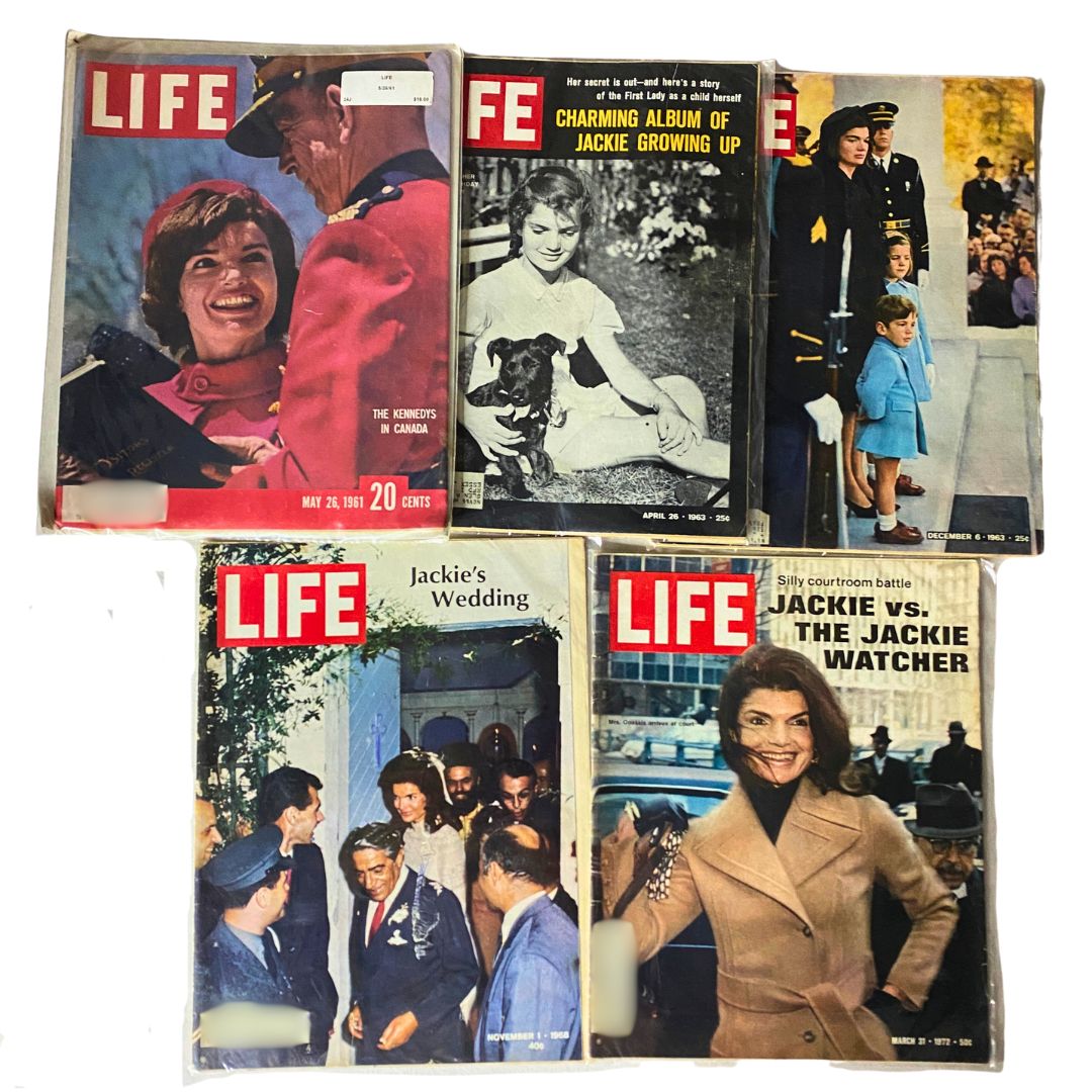 Lot of 5 VTG Life Magazine 1961 1963 1968 1972 Jacqueline Kennedy