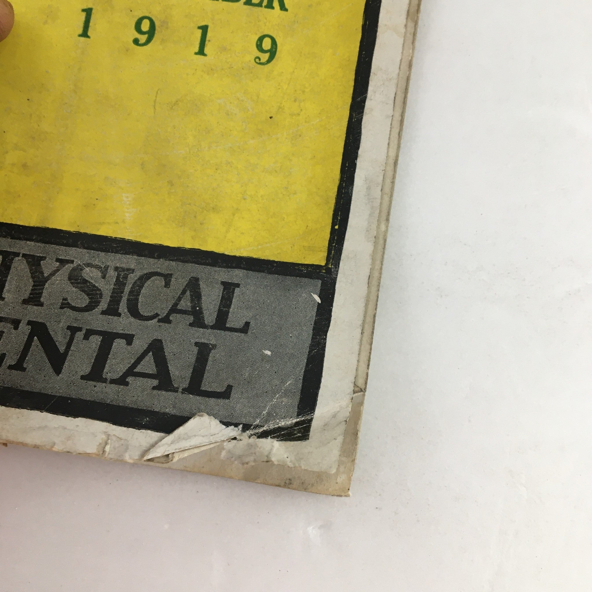 Cover corner of Personal Efficiency Magazine September 1919 showing the title and date along with minor wear and tear.