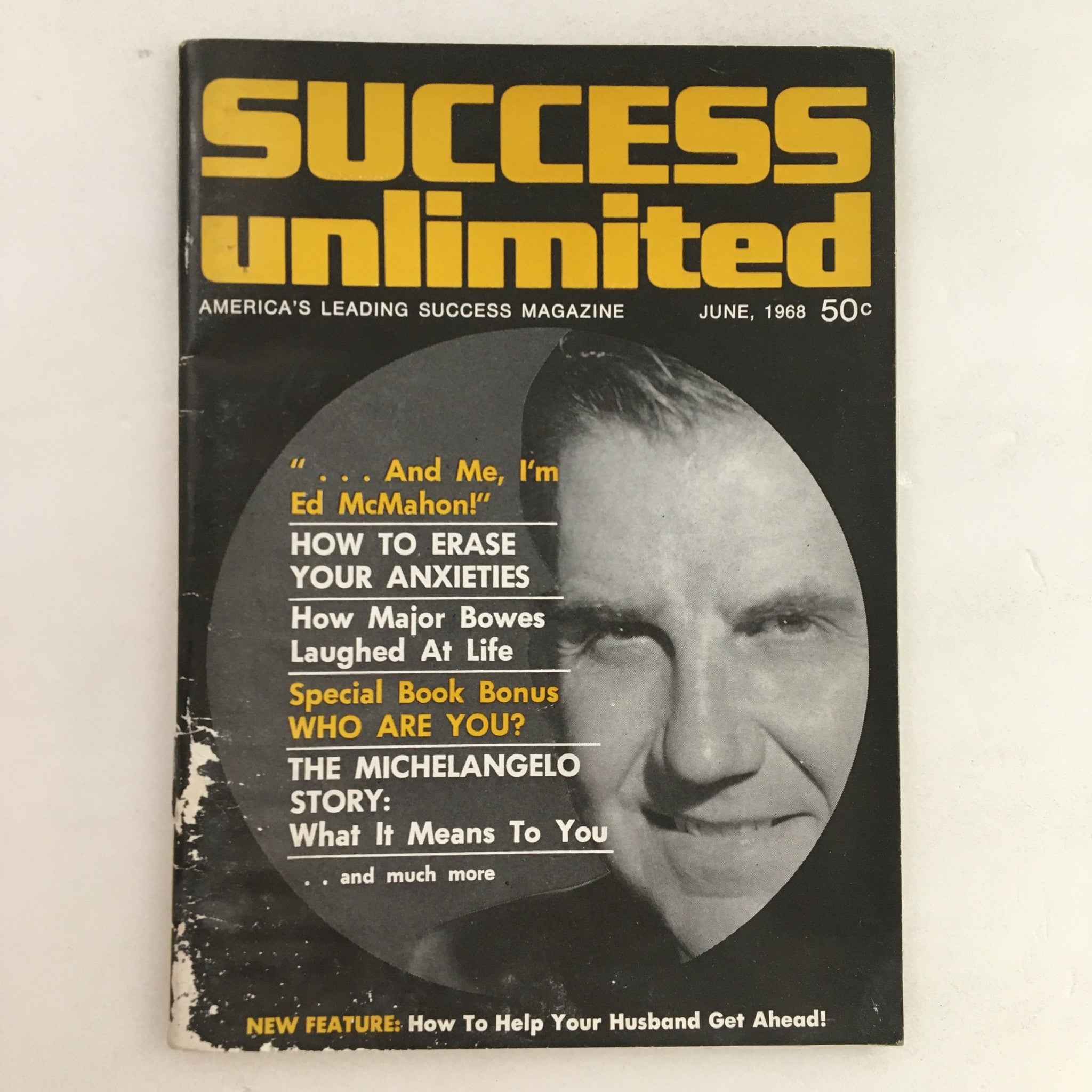 Success Unlimited Magazine June 1968 Ed McMahon & Michelangelo Story No Label