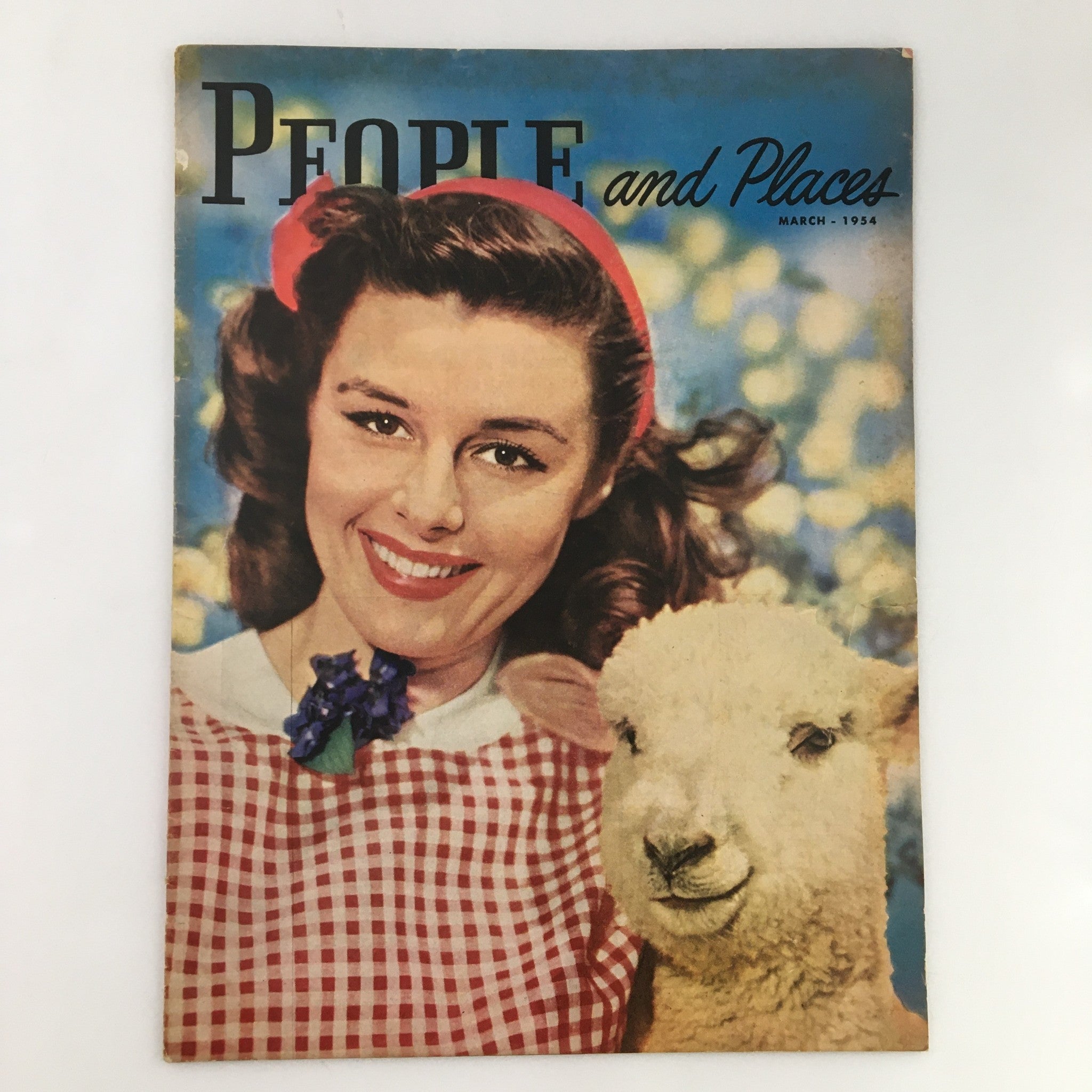 People and Places Magazine March 1954 Photo of A Lady and Her Lamb