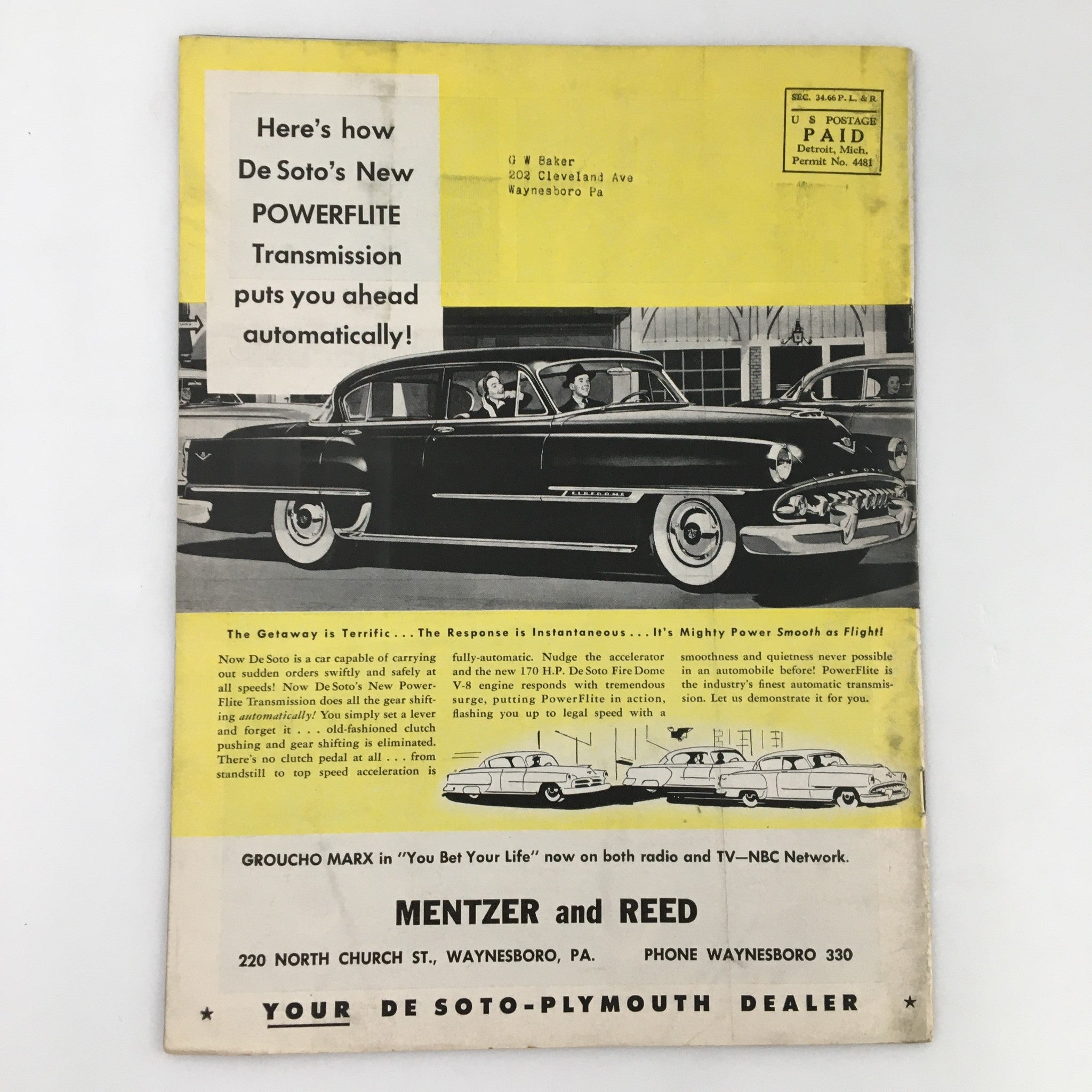 People and Places Magazine December 1953 De Soto Powerflite Transmission