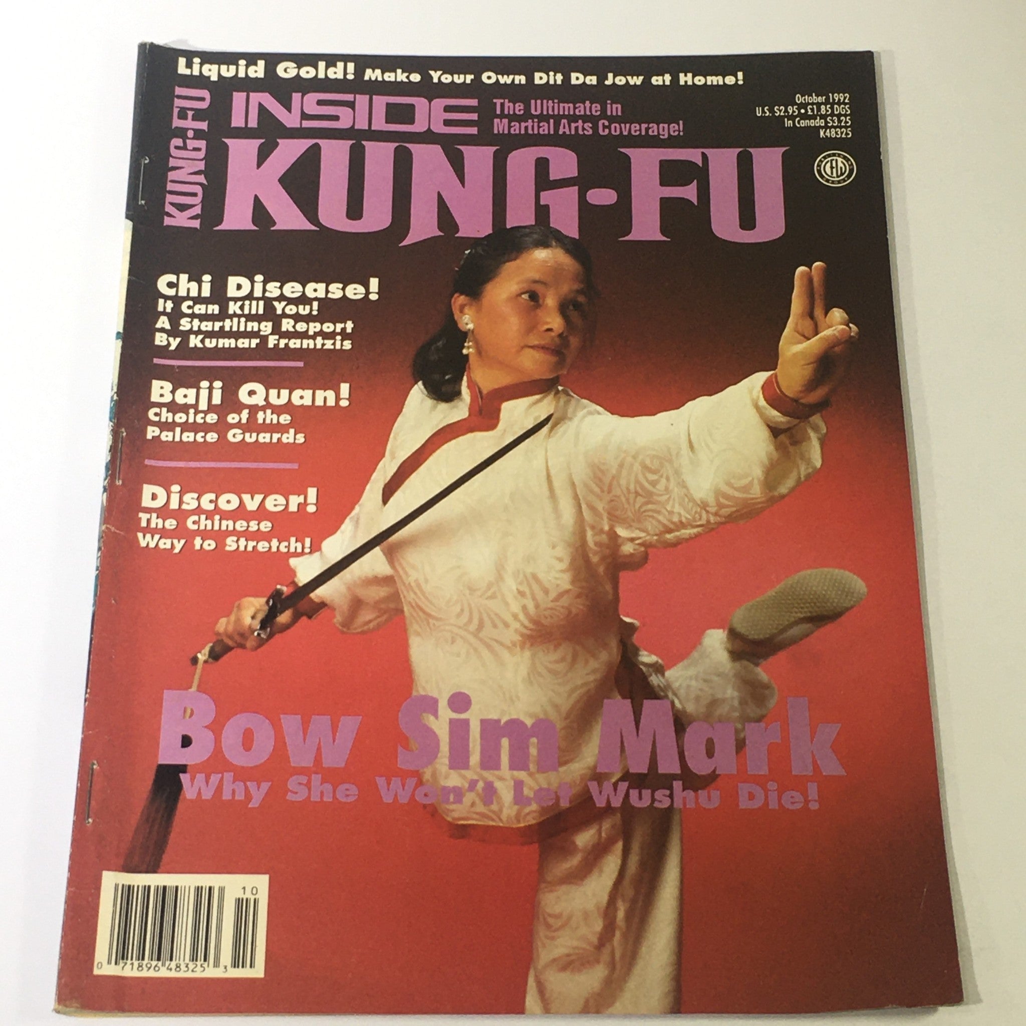 Inside Kung Fu Magazine October 1992 - Bow Sim Mark / Baji Quan / Chi Disease