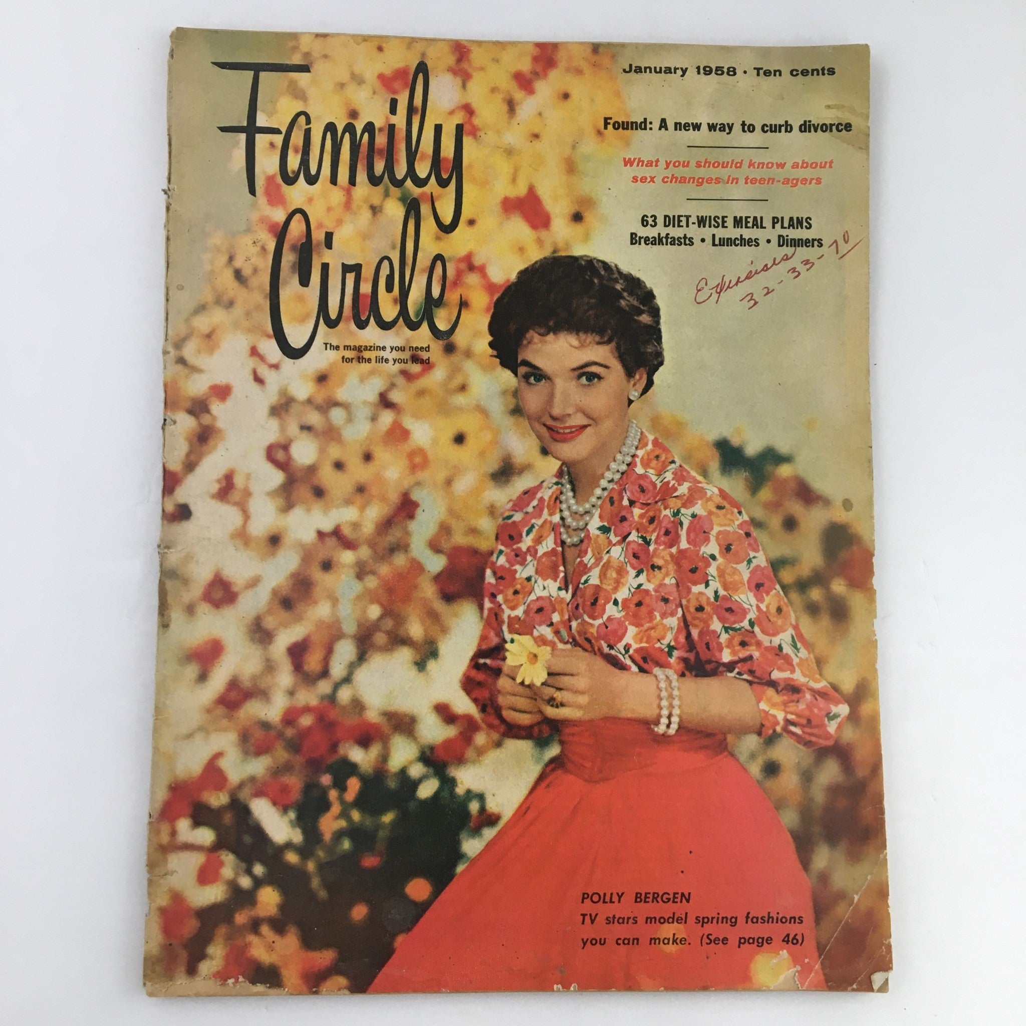 Family Circle Magazine January 1958 Polly Bergen Models Spring Fashions No Label