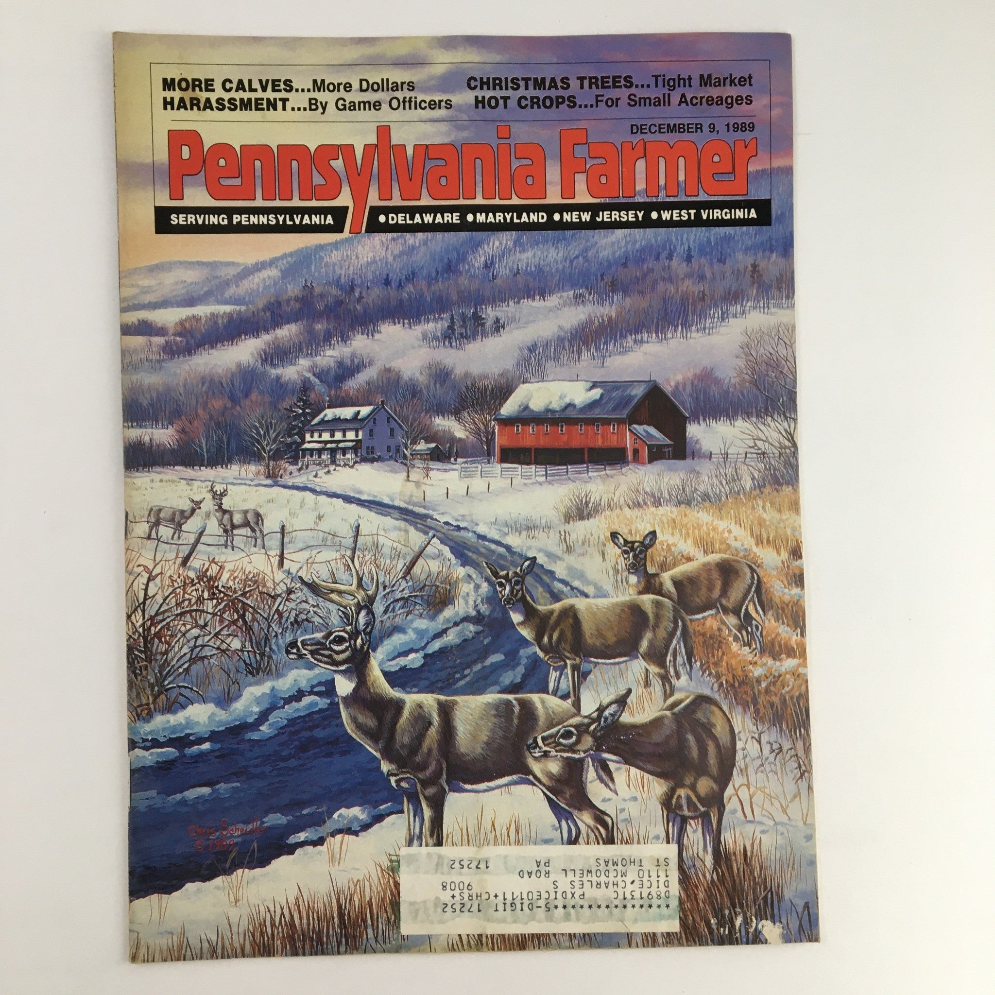 Pennsylvania Farmer Magazine December 9 1989 Scenic Painting of Whitetail Deer