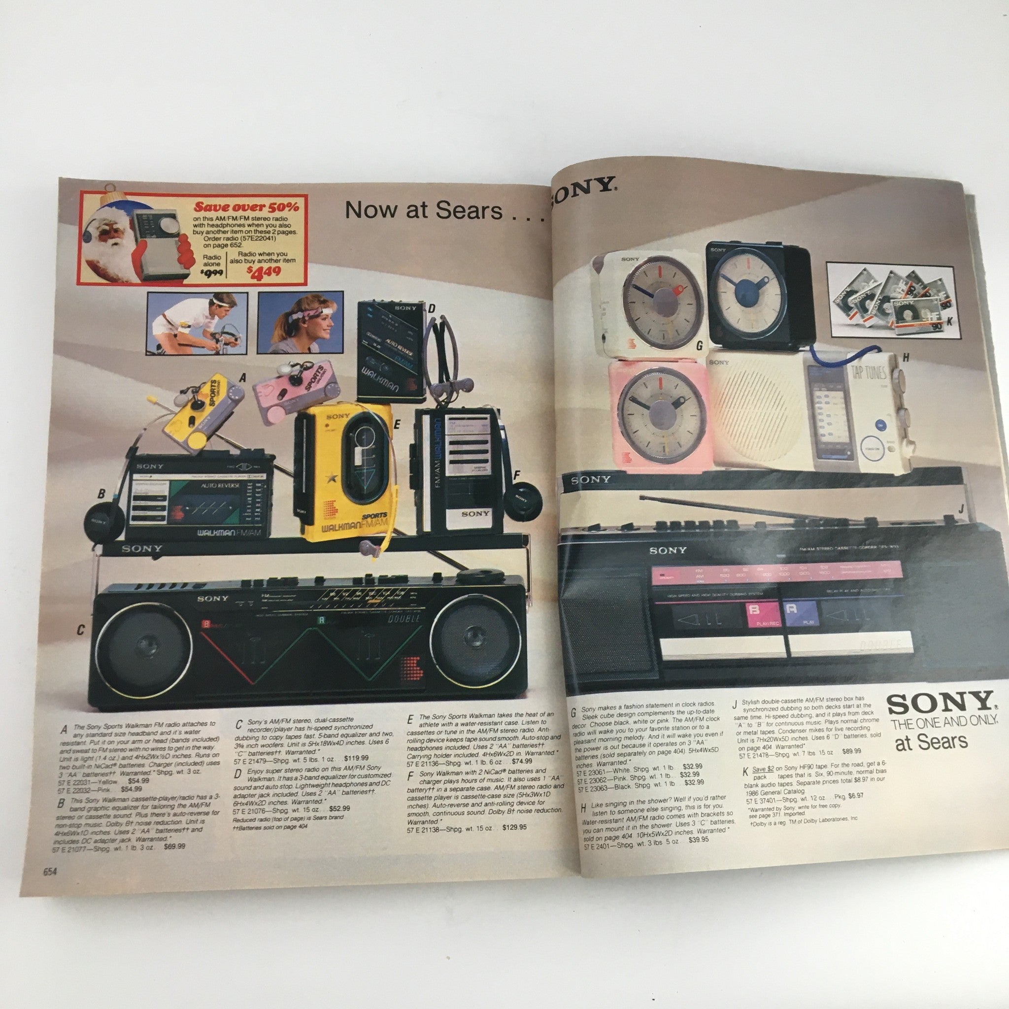1986 Sears Wish Book For Kids Barbie Toy Catalog presenting a range of Sony electronics, showcasing popular gadgets and playful items for kids.