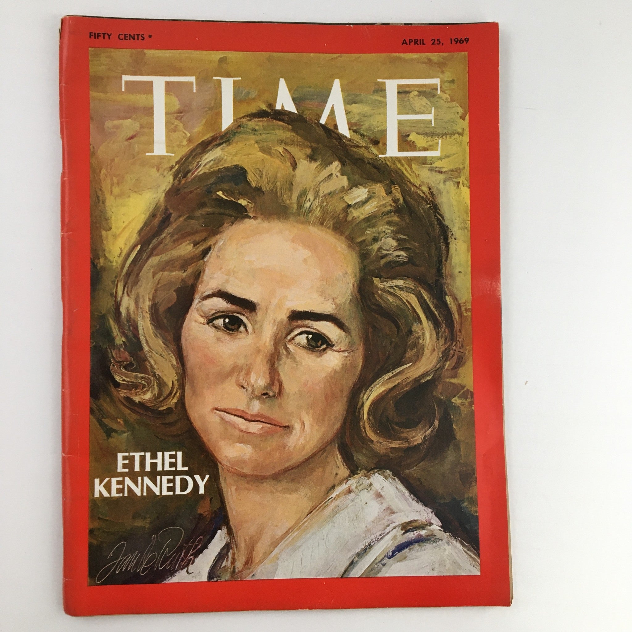 Cover of Time Magazine April 25 1969 featuring a portrait of Ethel Kennedy, Vol. 93 No. 17, showcasing the artistic style and cultural significance of the era.