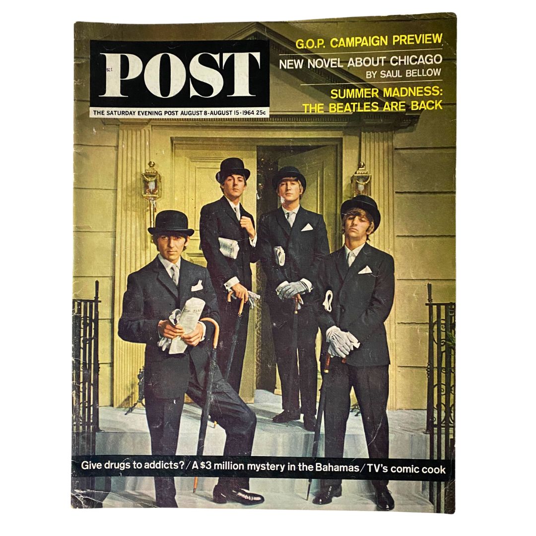 VTG Saturday Evening Post Magazine August 8 1964 The Beatles No Label