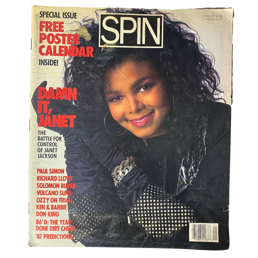 VTG Spin Magazine January 1987 Vol 2 No. 10 Janet Jackson w Poster No Label