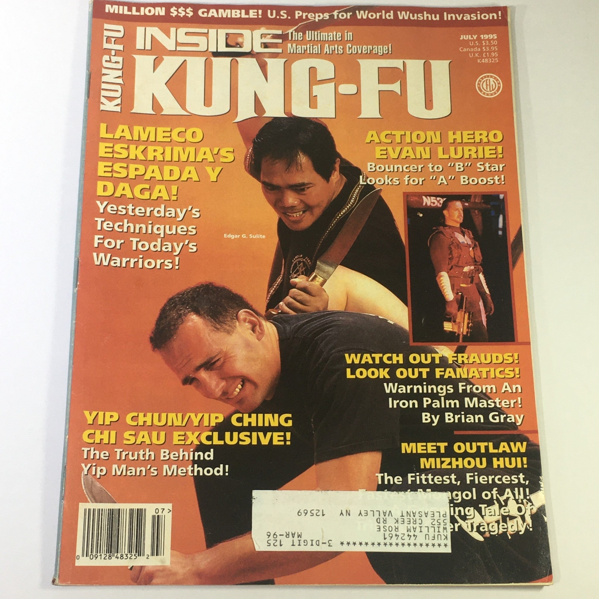 Inside Kung Fu Magazine July 1995 - Edgar G. Sulite / Mizhou Hui / Iron Palm