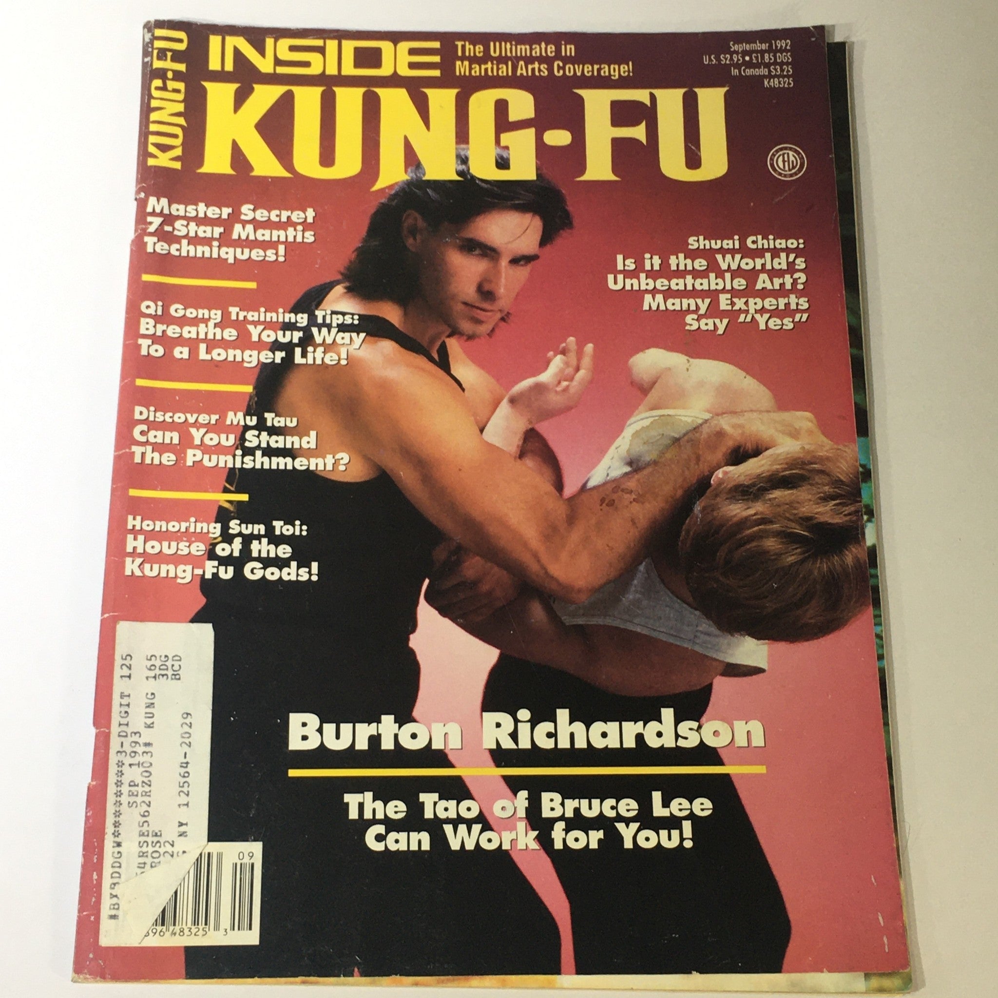 Inside Kung Fu Magazine September 1992 - Shuai Chiao / Honoring Sun Toi / Mu Tau