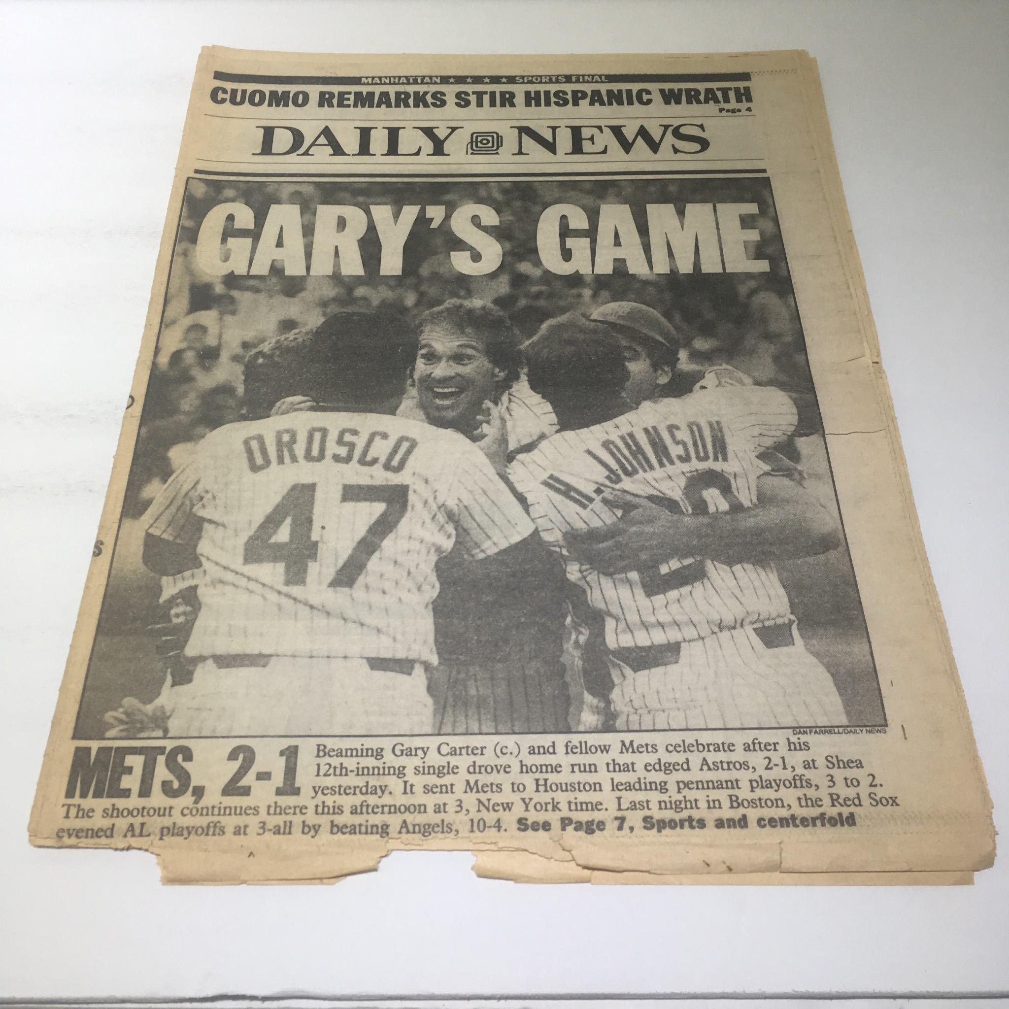 New York Daily News: Oct 15 1986, Gary's Game Mets, 2-1