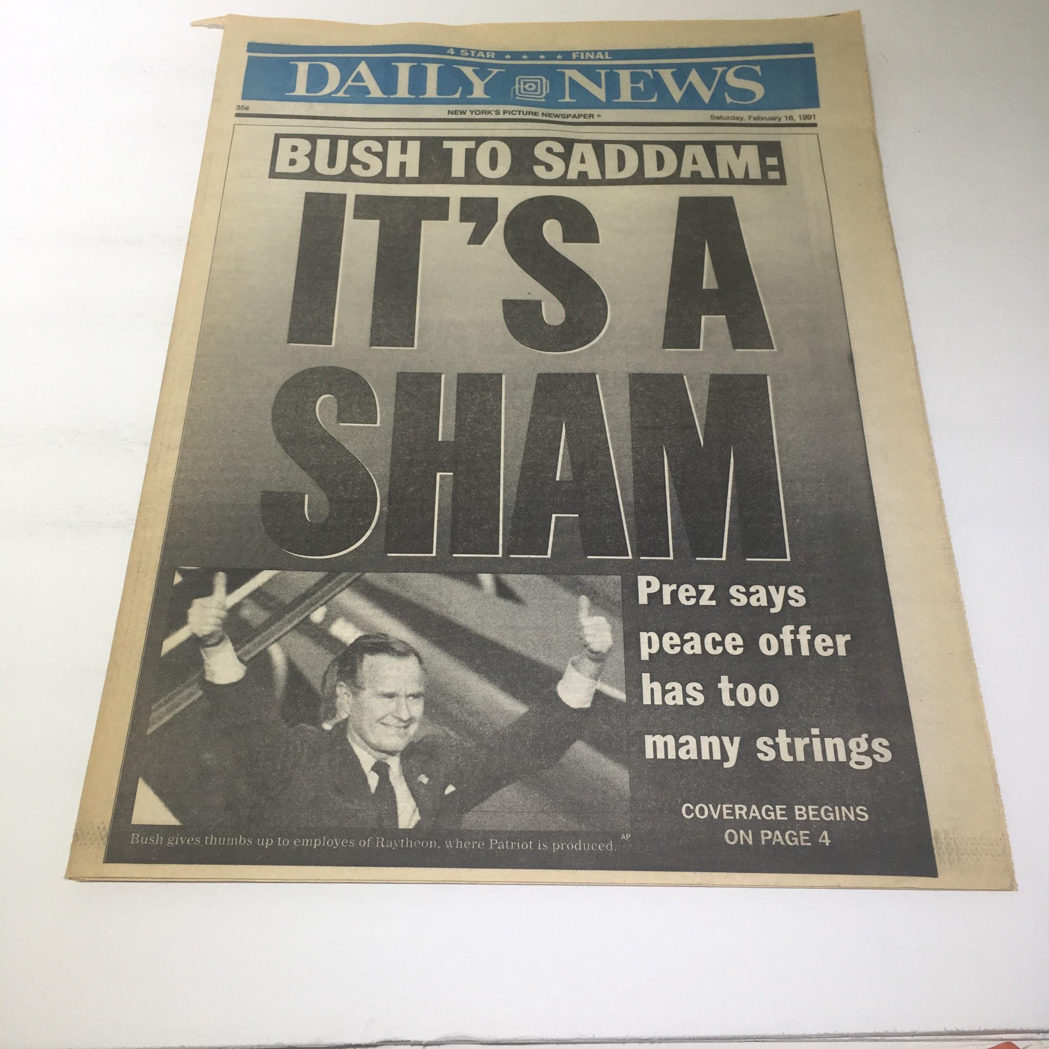 New York Daily News: Feb 16 1991, Bush to Saddam: It's a Sham