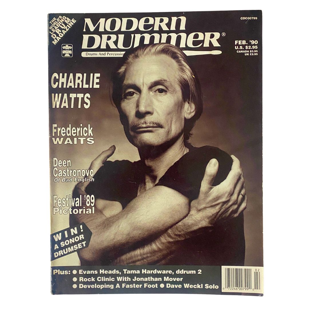 Modern Drummer Magazine February 1990 Charlie Watts, Frederick Waits No Label