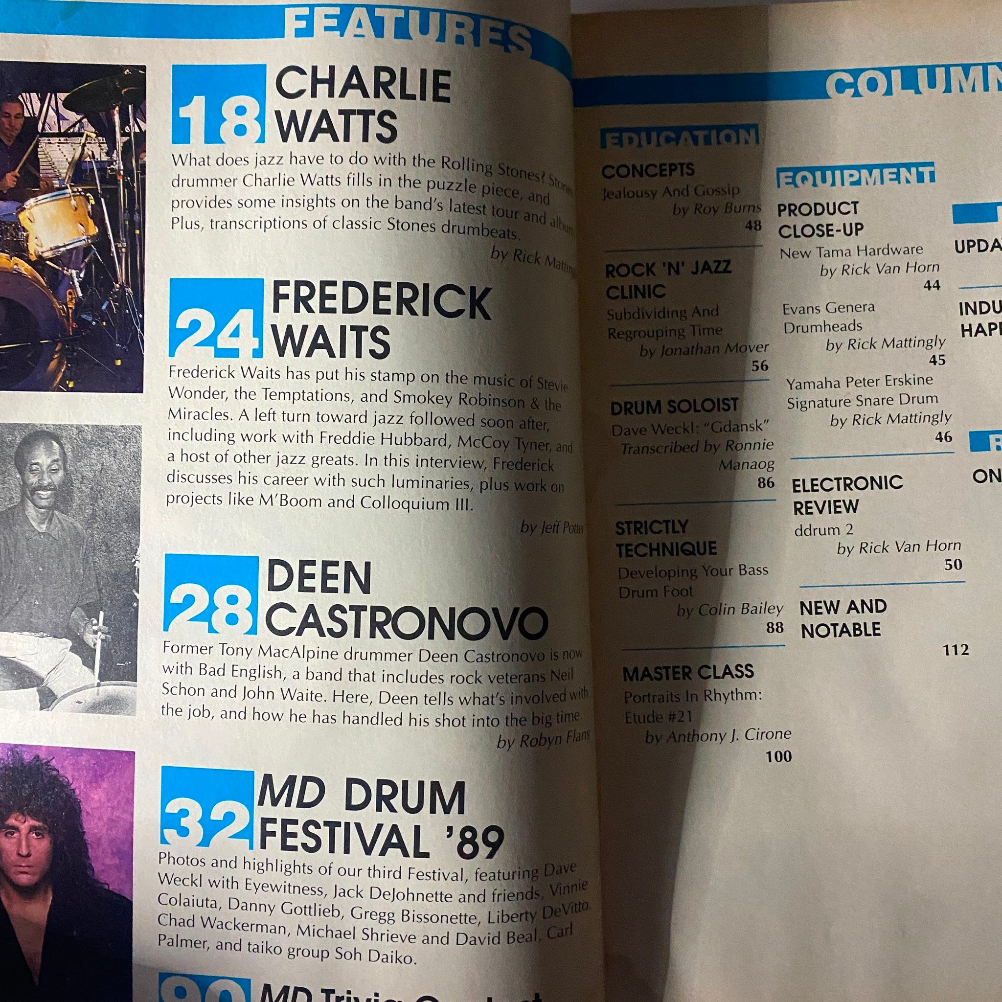 Modern Drummer Magazine February 1990 Charlie Watts, Frederick Waits No Label