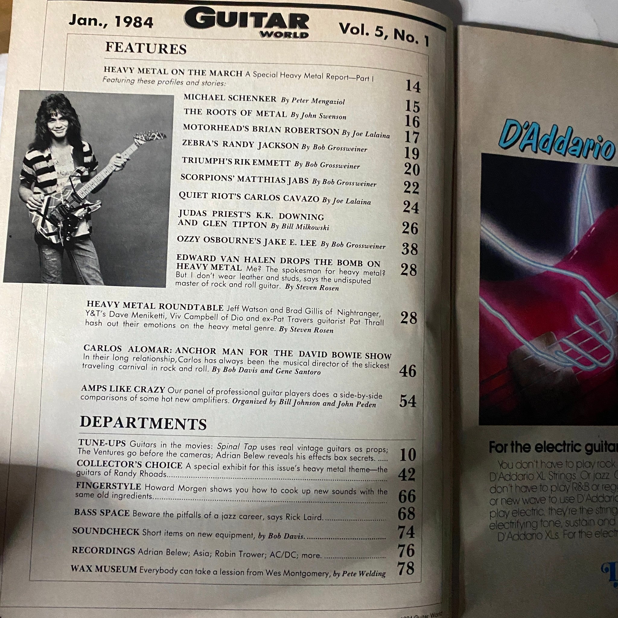 VTG Guitar World Magazine January 1984 Vol 5 No. 1 Eddie Van Halen No Label