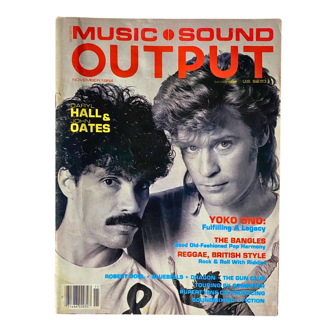 VTG Music & Sound Output Magazine November 1984 featuring Daryl Hall & John Oates on the cover, showcasing an iconic moment in music history with articles about influential artists.