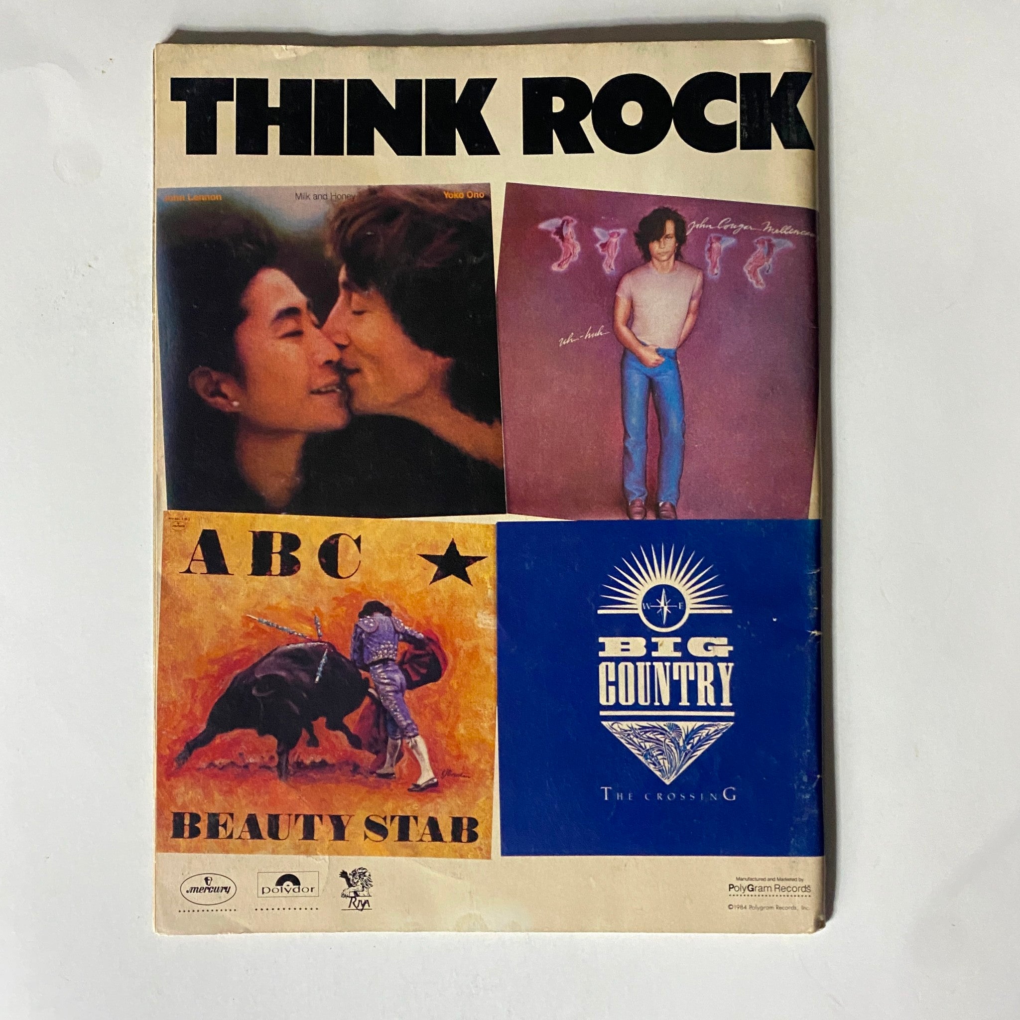 Back cover of VTG Record Magazine April 1984 Vol 3 No. 6, featuring various music album covers and promotions, reflecting the music culture of the era.