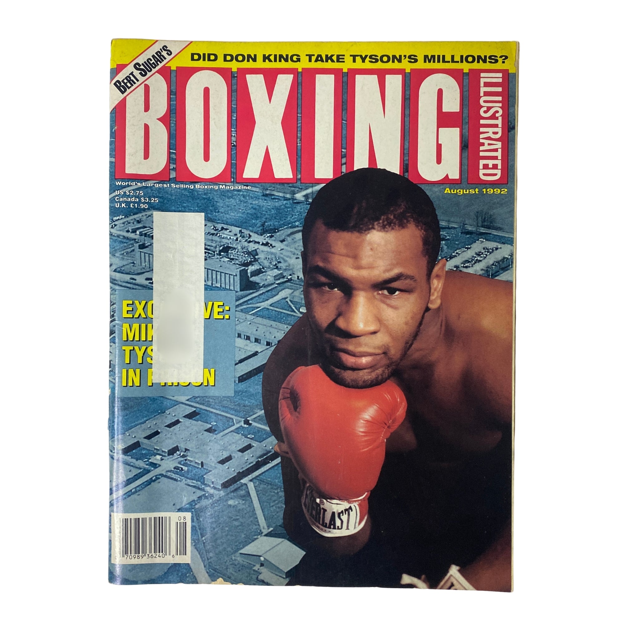 Boxing Illustrated Magazine August 1992 cover featuring Mike Tyson, showcasing an exclusive article about his life in prison and his impact on boxing.