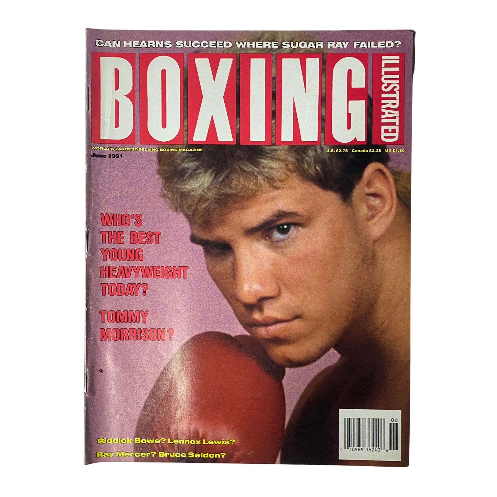Boxing Illustrated Magazine June 1991 featuring Tommy Morrison on the cover, showcasing the rising heavyweight star with text discussing young heavyweight contenders.