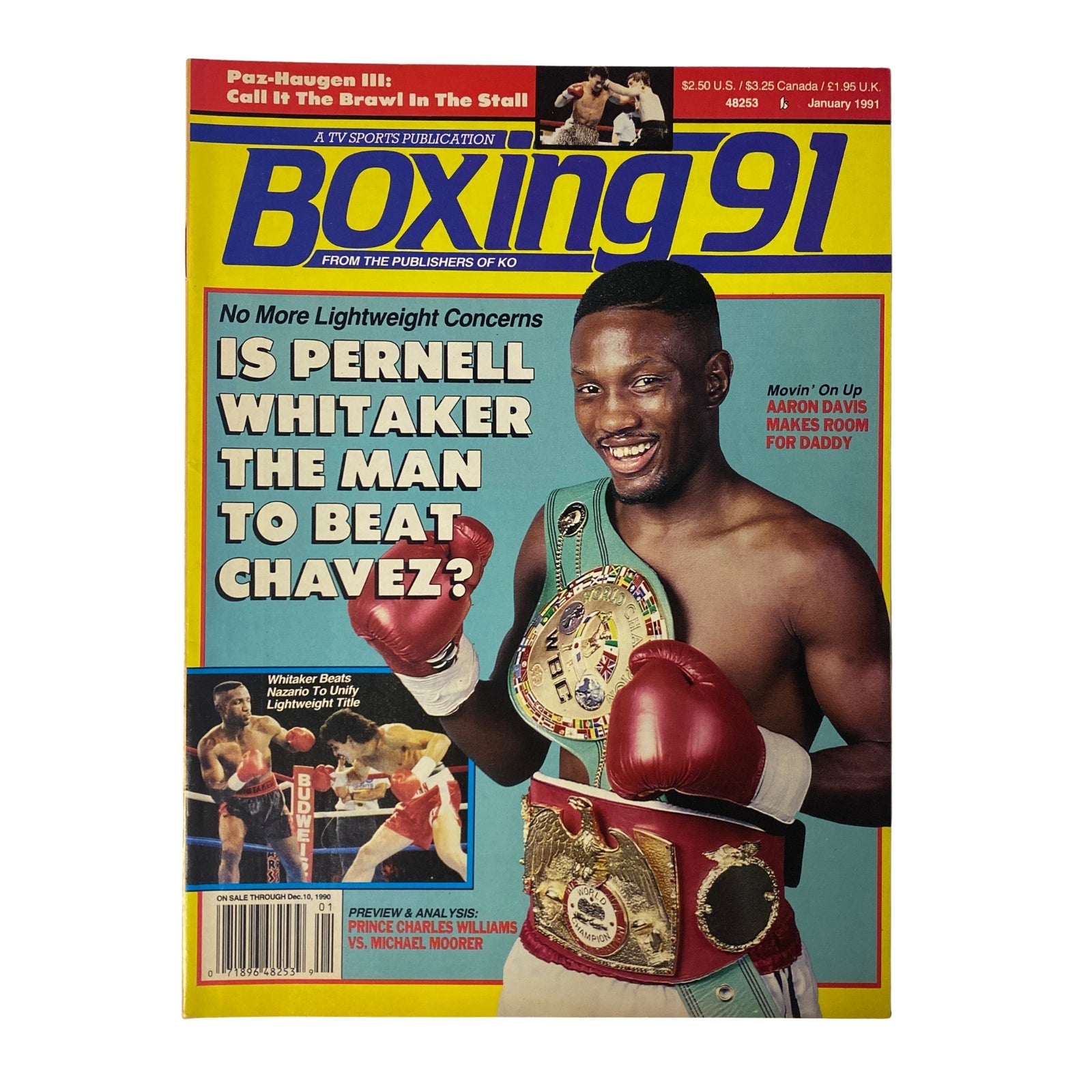 Boxing 91 Magazine January 1991 featuring Pernell Whitaker on the cover, with the headline 'Is Pernell Whitaker the man to beat Chavez?' highlighting boxing's lightweight champion.