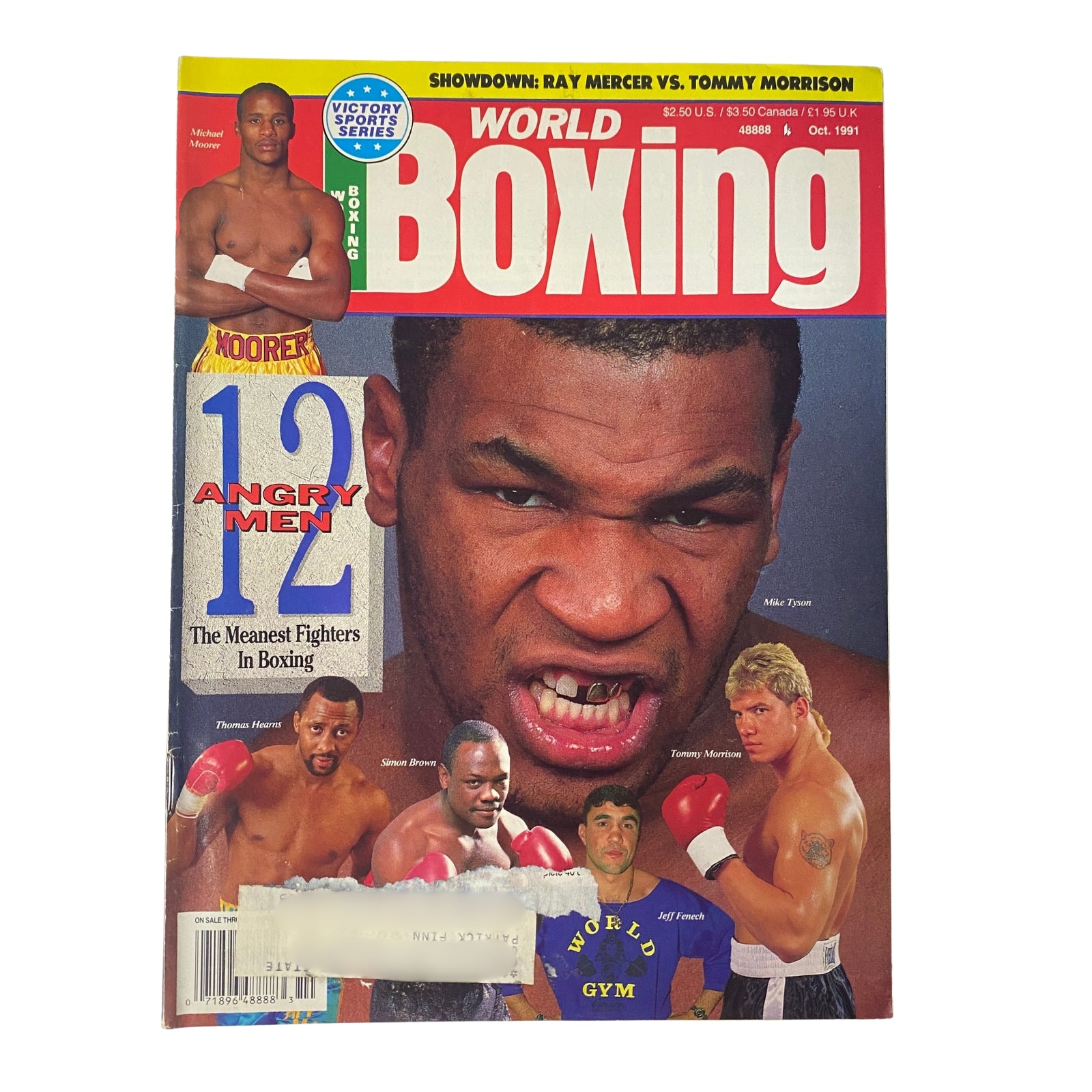 World Boxing Magazine October 1991 featuring Mike Tyson on the cover, highlighting the 12 meanest fighters in boxing, with bold graphics and engaging imagery, in very good condition.