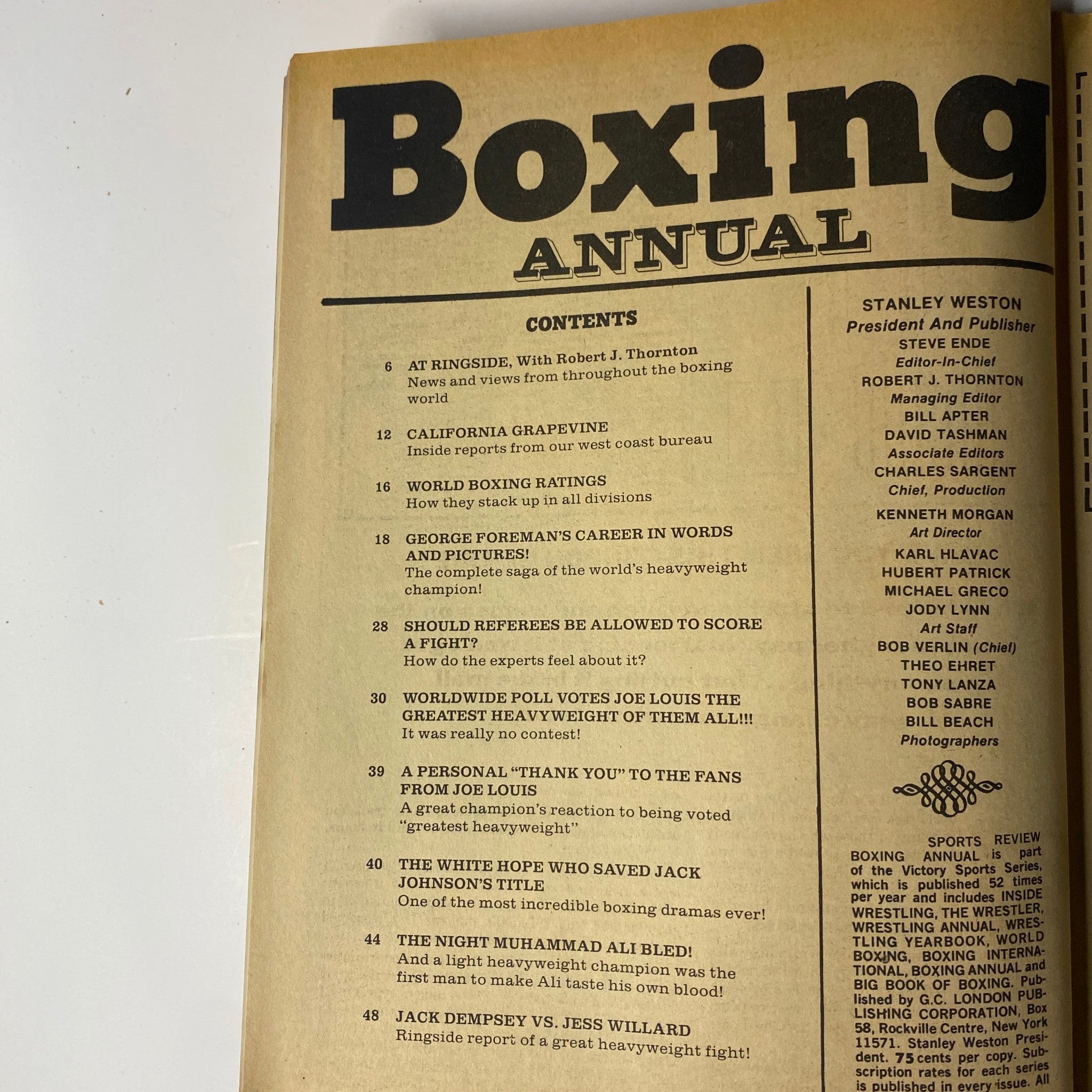 Boxing Magazine 1974 Annual #2 George Foreman, Joe Louis No Label