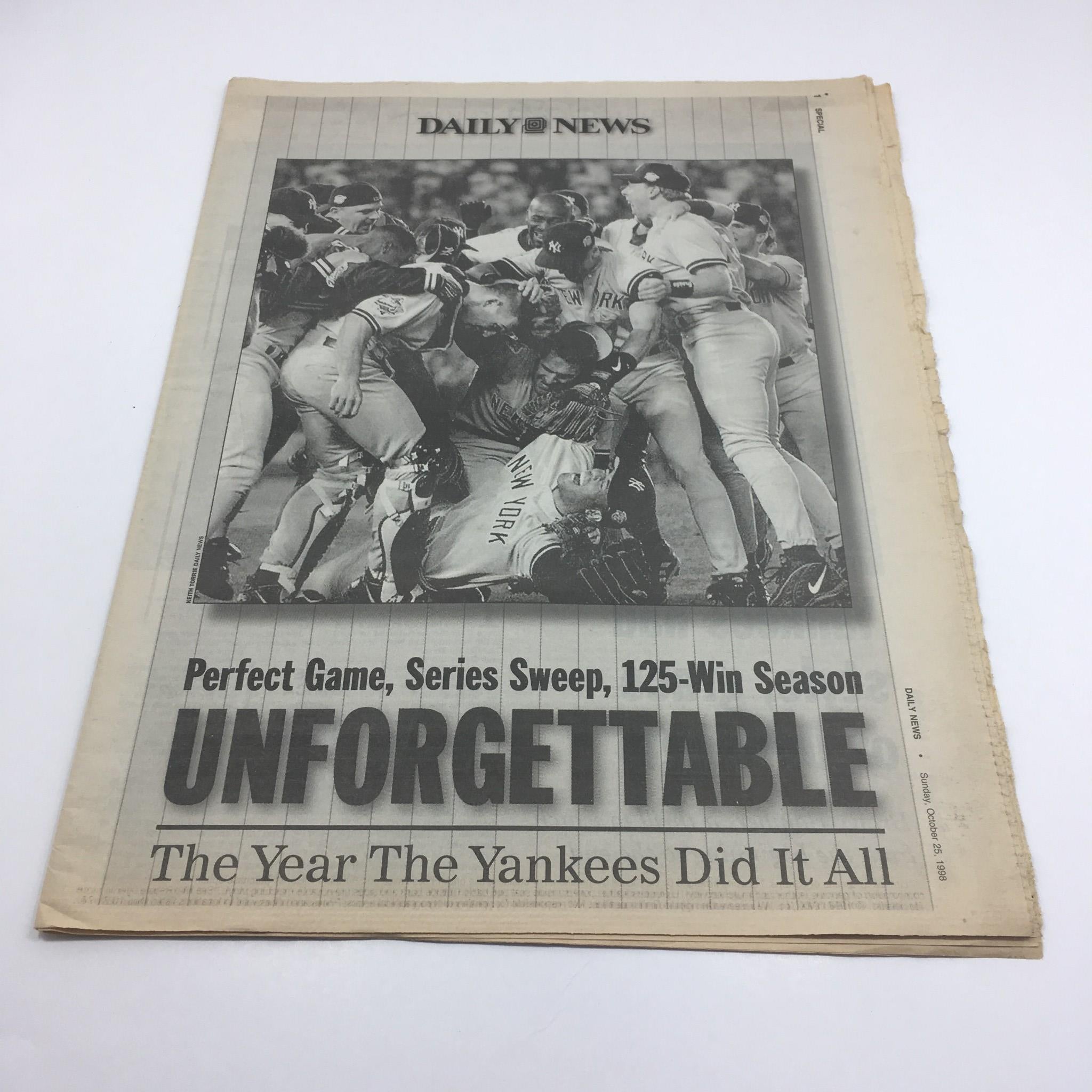 NY Daily News: Oct 25 1992, Perfect Game, The Year The Yankees Did it All