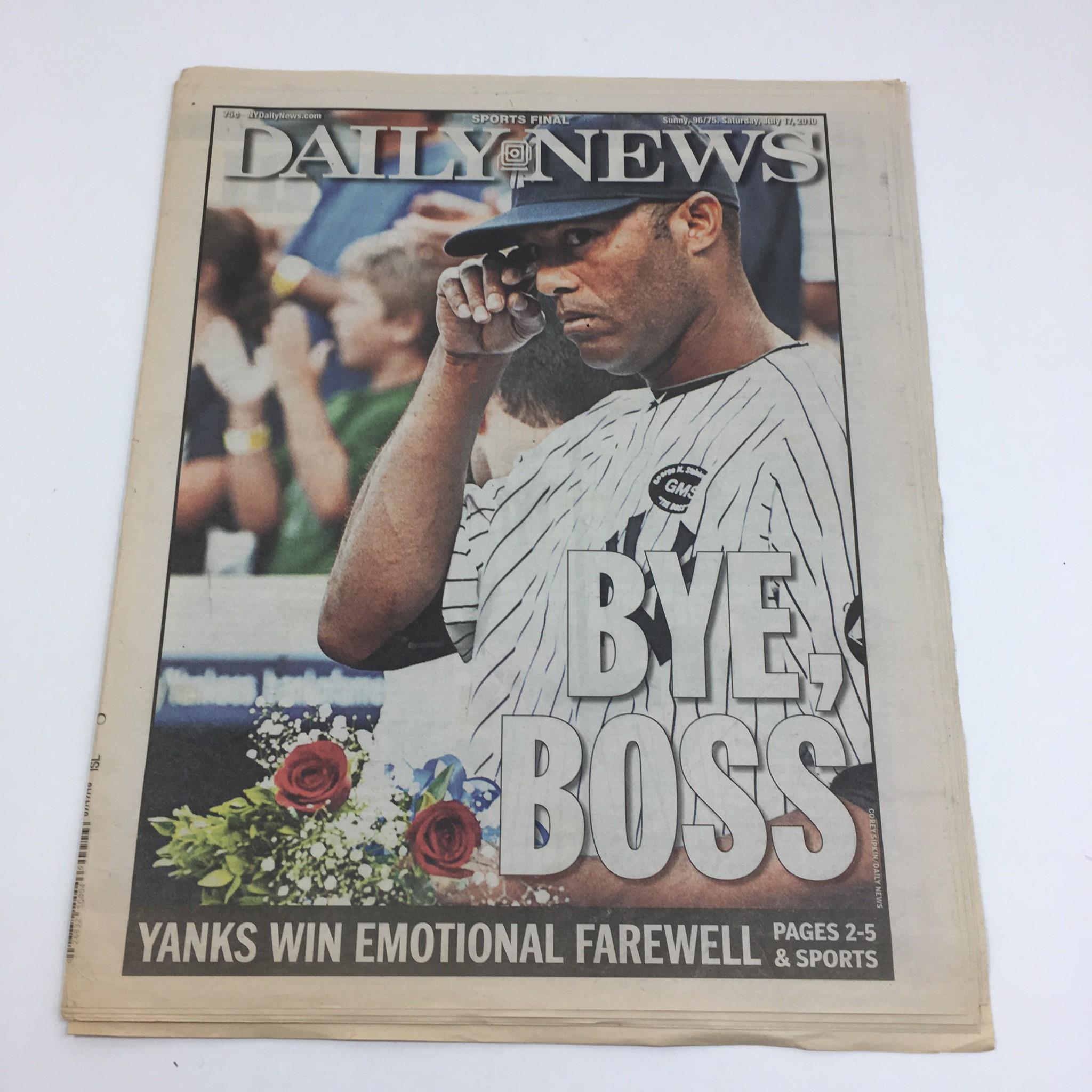 New York Daily News: 7/17/10, Bye Boss Yanks Win Emotional Farewell