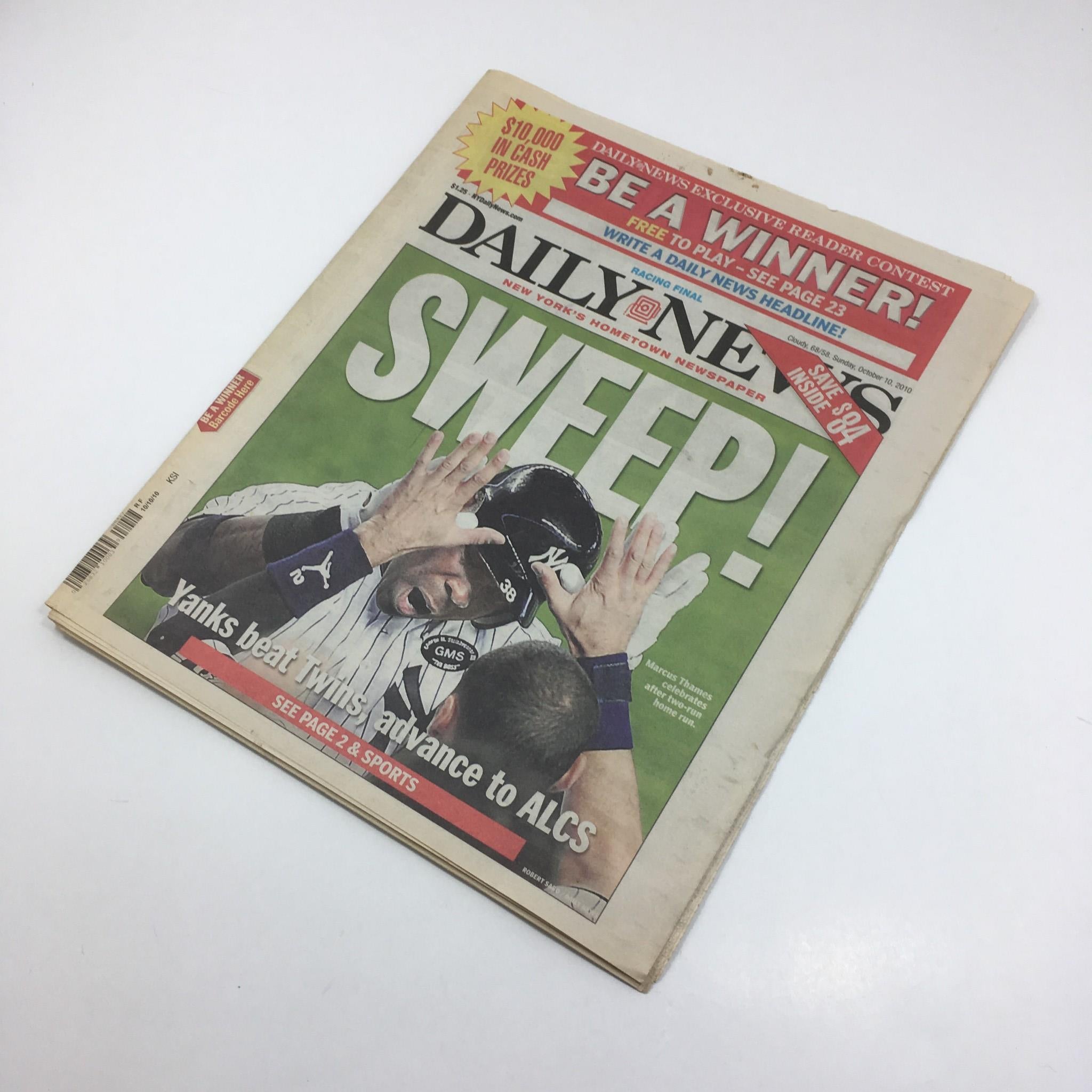 New York Daily News: Oct 10 2010, Sweep! Yanks Beat Twins, Advance to ALCS