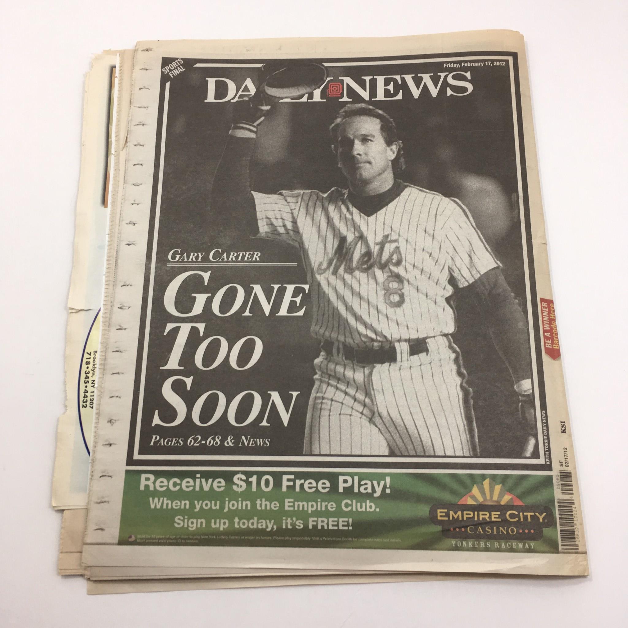 New York Daily News: Feb 17 2012, Gary Carter 1954-2012