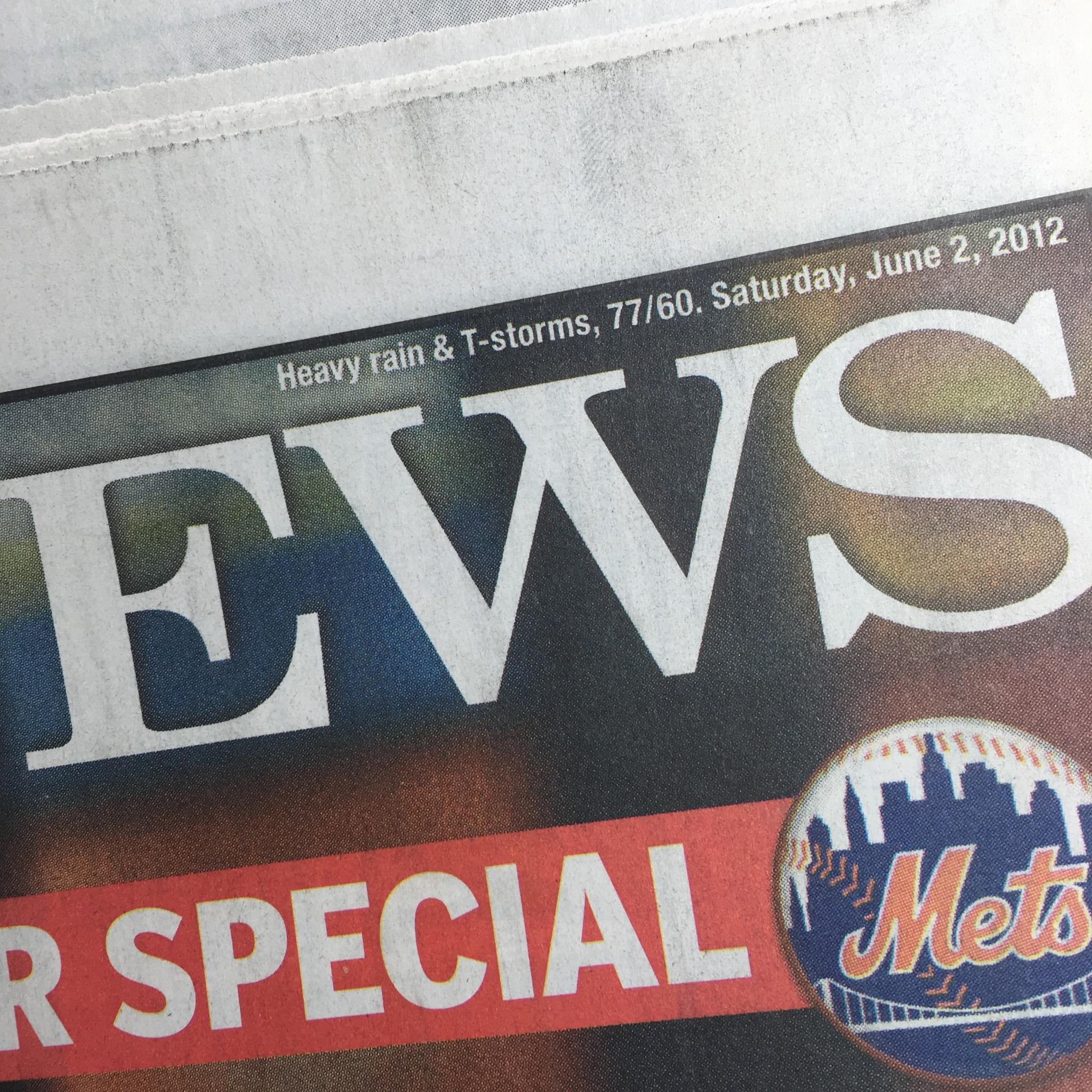 NY Daily News:6/2/12,Yes! After 50 Yrs Johan Santana Throws Mets' 1st no-no