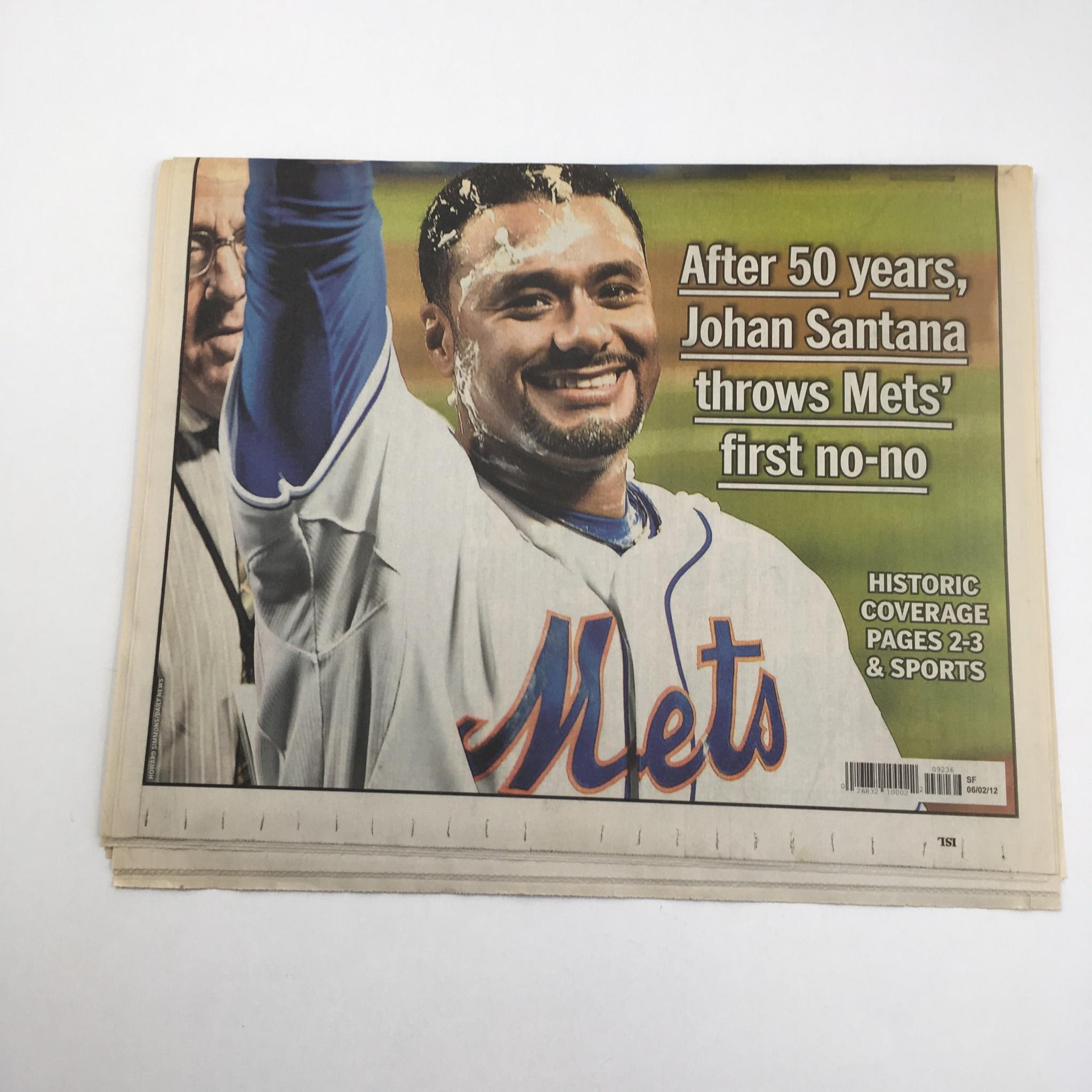 NY Daily News:6/2/12,Yes! After 50 Yrs Johan Santana Throws Mets' 1st no-no