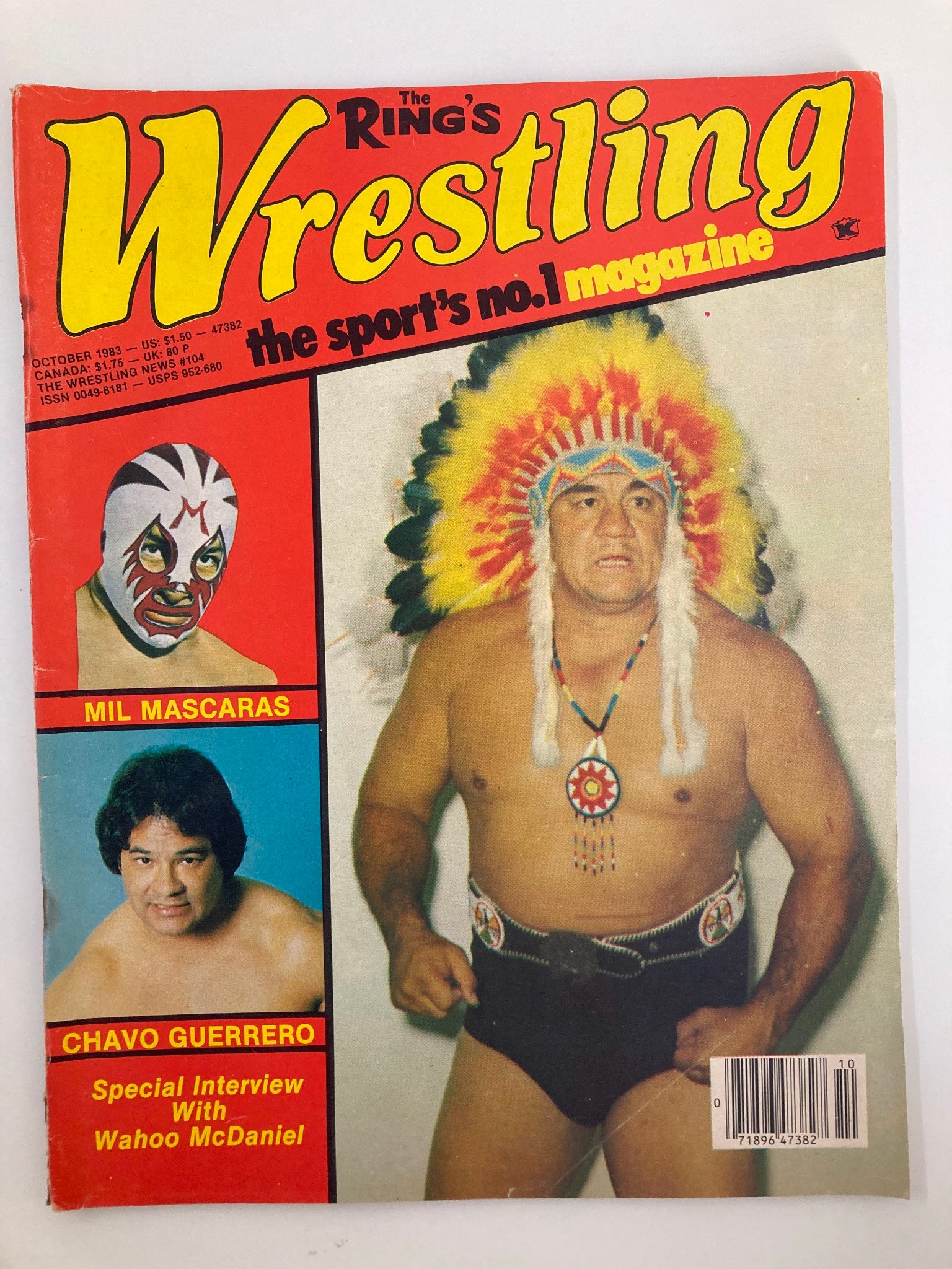 VTG The Ring's Wrestling Magazine October 1983 Mil Mascaras and Chavo Guerrero