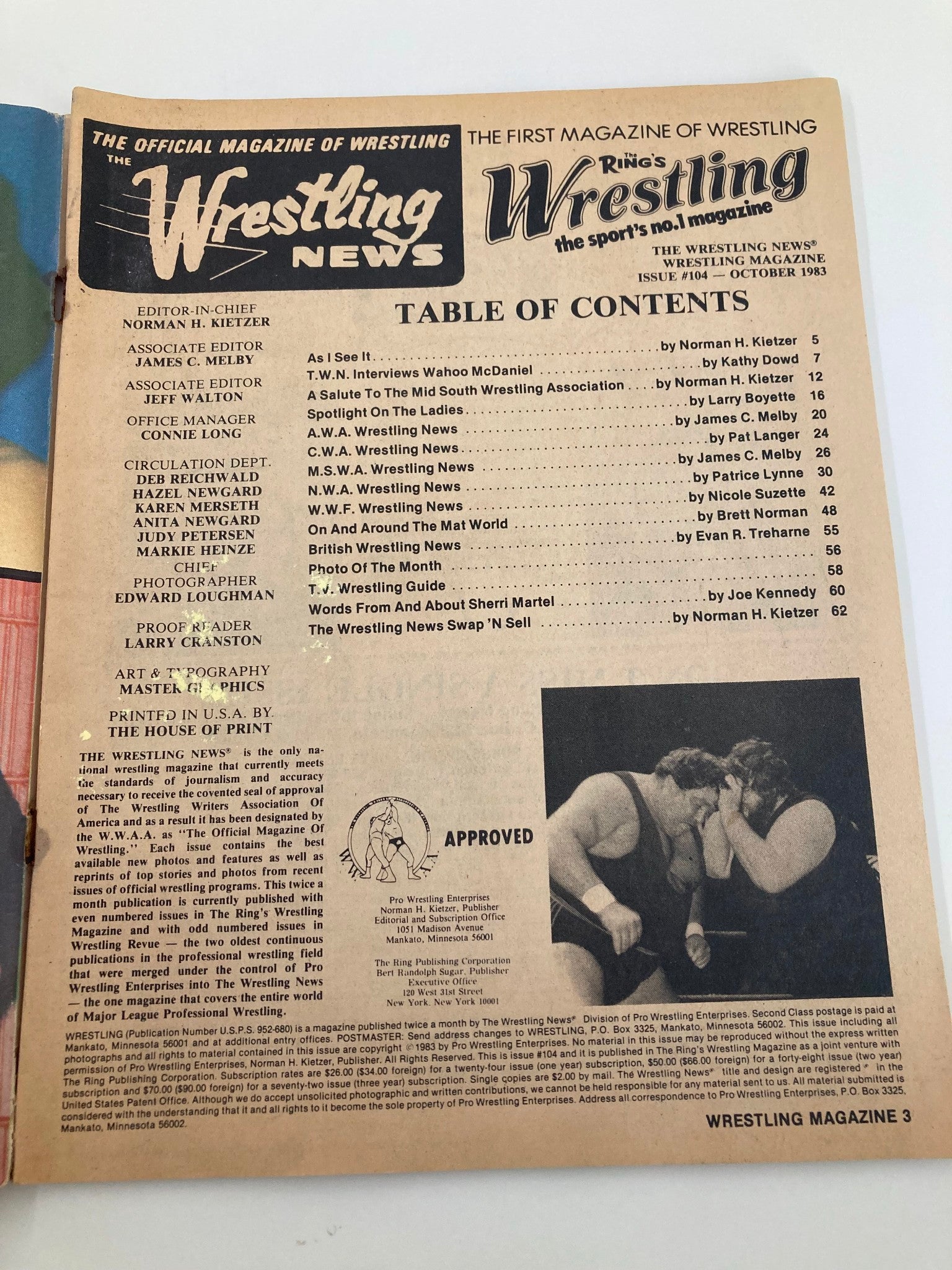 VTG The Ring's Wrestling Magazine October 1983 Mil Mascaras and Chavo Guerrero