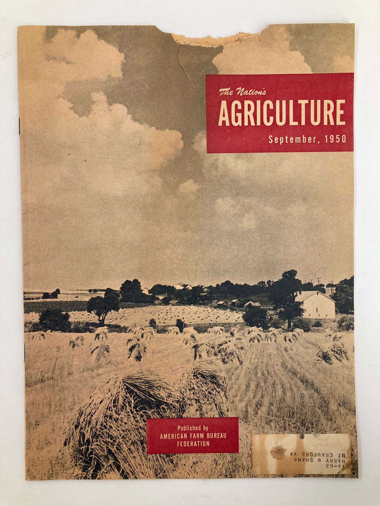 VTG The Nation's Agriculture Magazine September 1950 Harvest Scene Middle-West