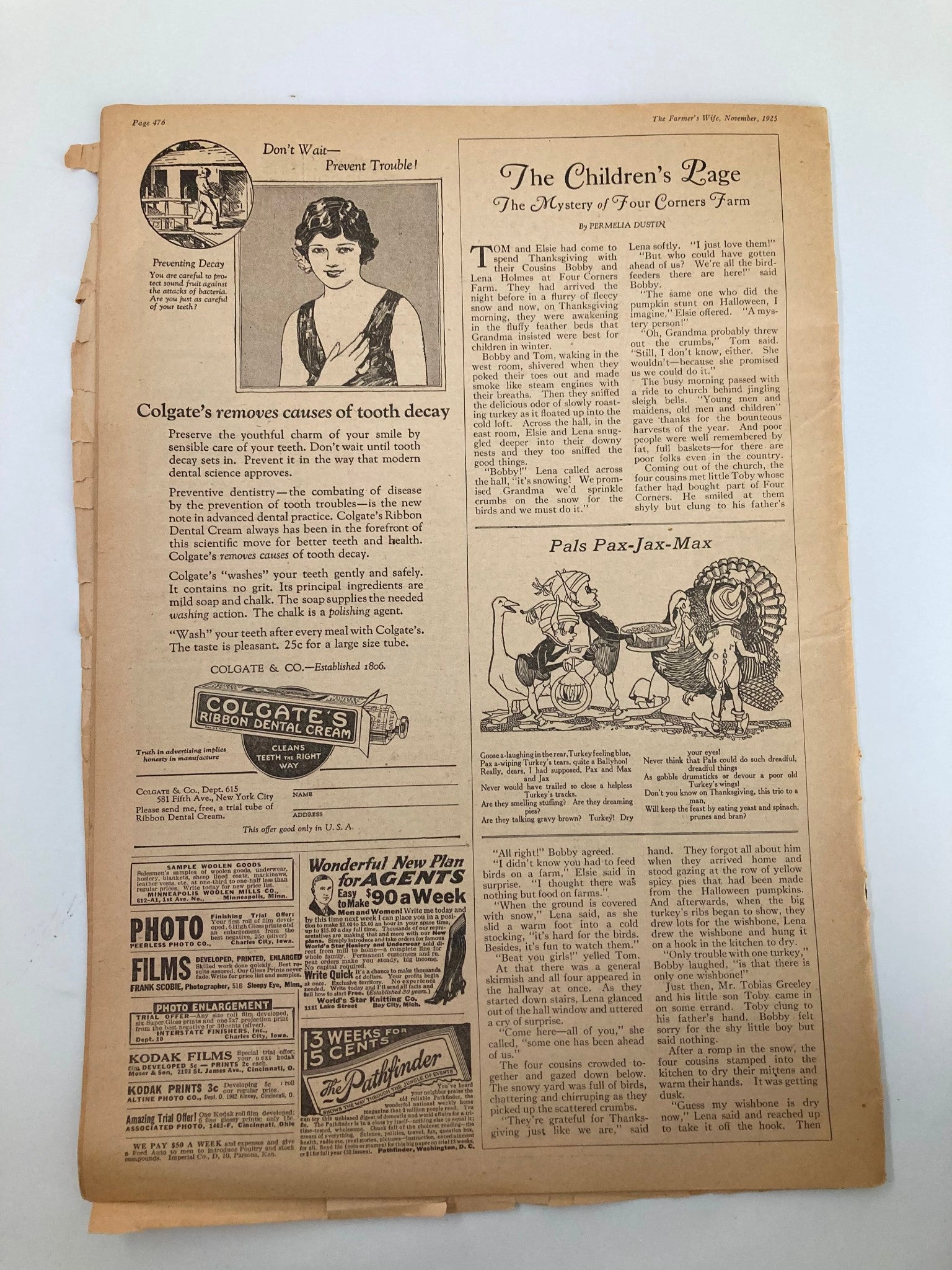 VTG The Farmer's Wife Magazine November 1925 The Greatest of These No Label