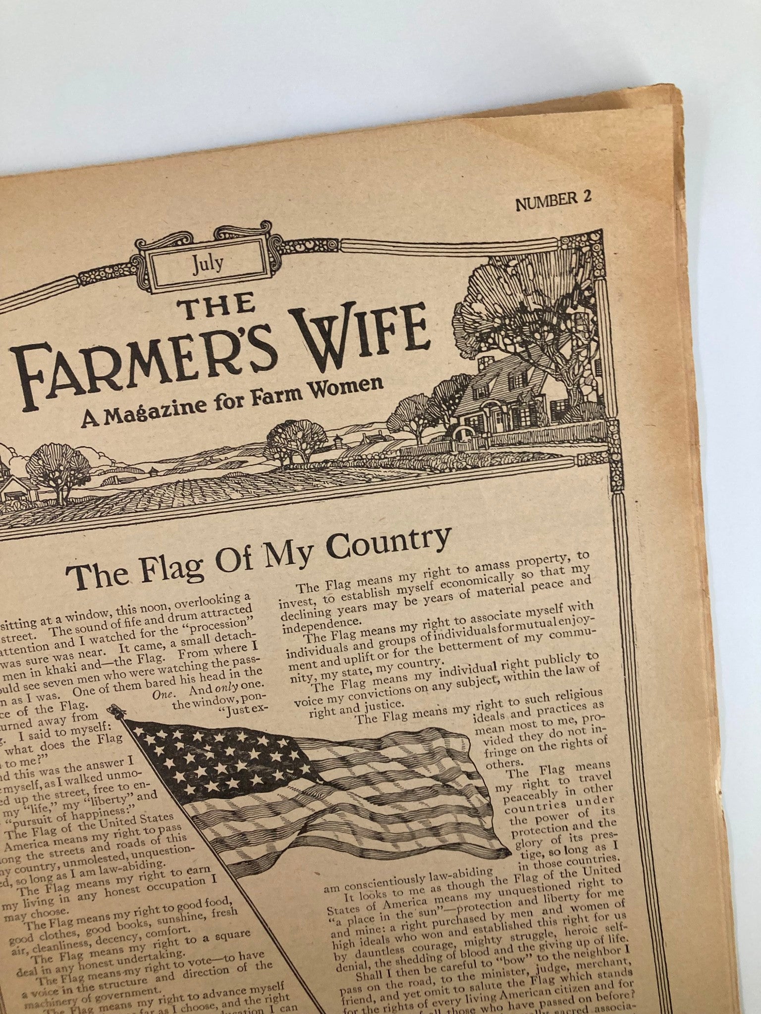 VTG The Farmer's Wife Magazine July 1924 The Flag of My Country No Label