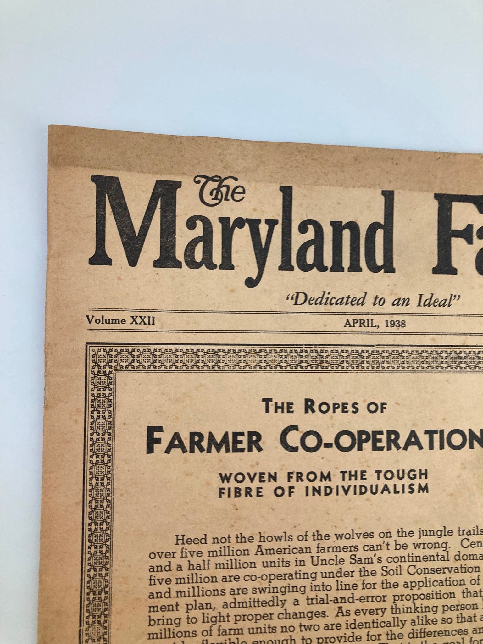 VTG The Maryland Farmer Magazine April 1938 The Ropes of Farmer Co-Operation