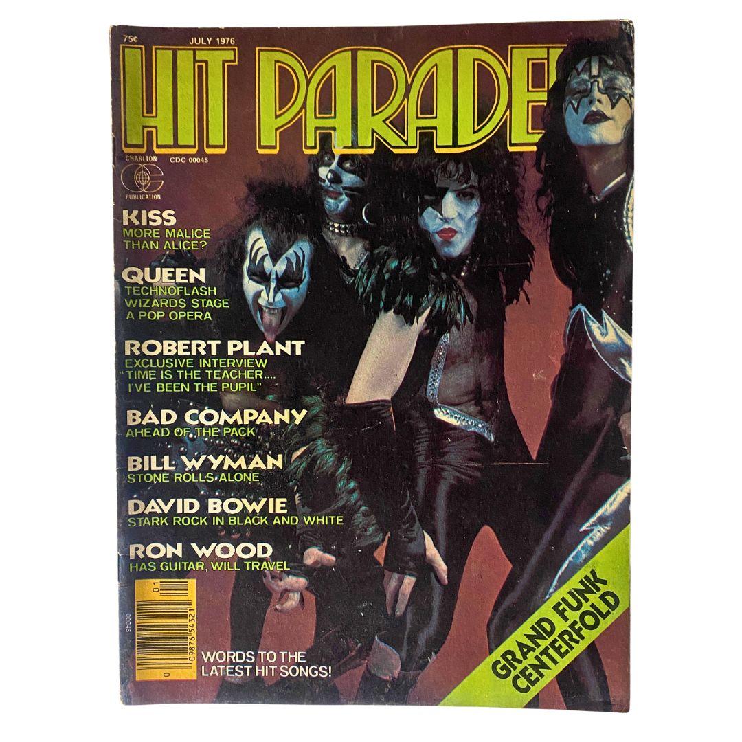 VTG Hit Parader Magazine July 1976 Kiss and Robert Plant w Centerfold No Label