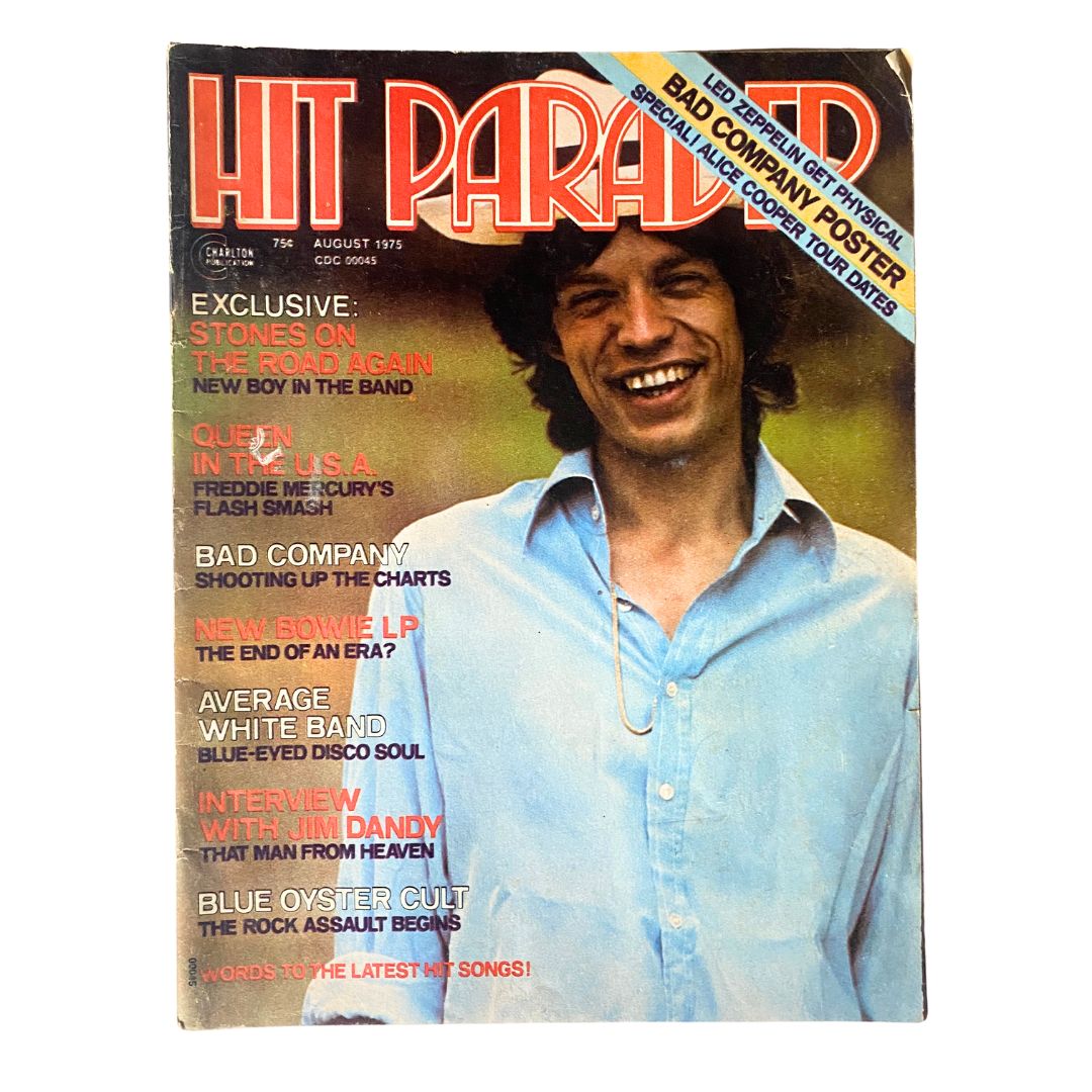 VTG Hit Parader Magazine August 1975 Mick Jagger w Centerfold No Label