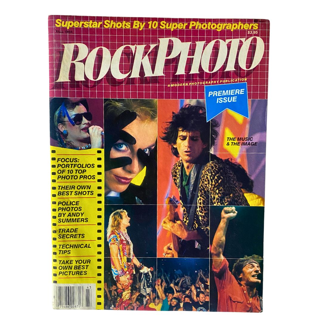 Cover of VTG Rock Photo Magazine Fall 1984 Lynn Goldsmith Premier Issue showcasing rock photography and iconic musicians.
