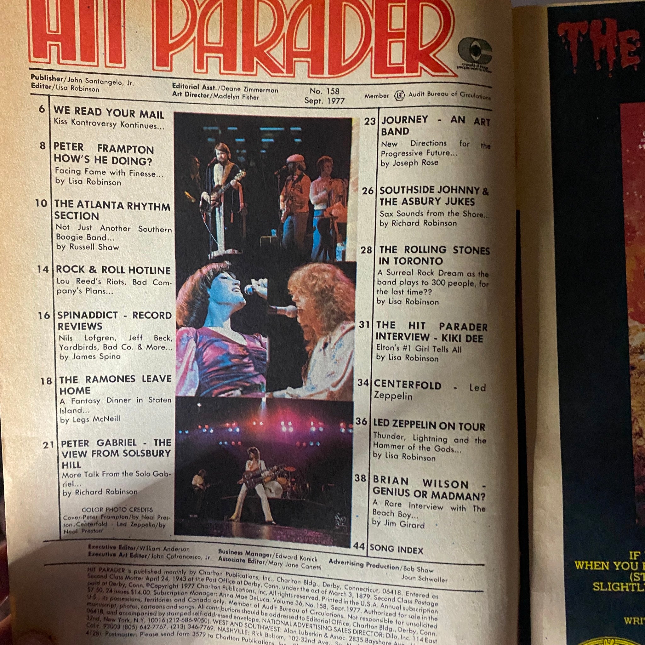 VTG Hit Parader Magazine September 1977 Peter Frampton w Centerfold No Label