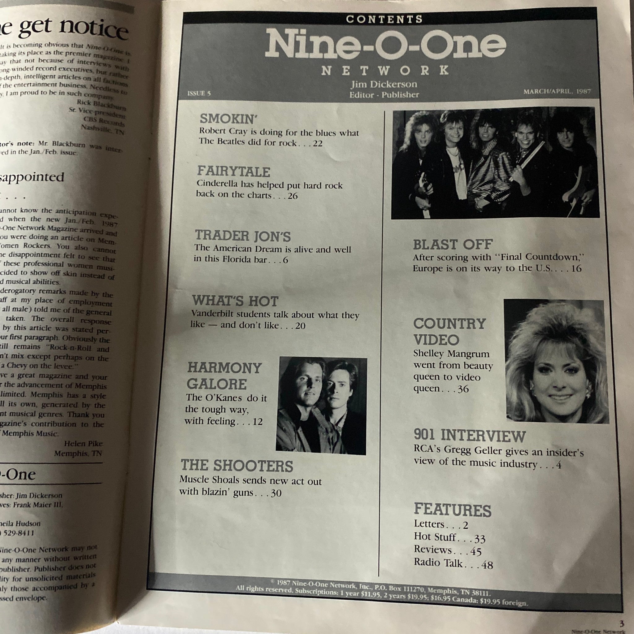 VTG Nine-O-One Network Magazine March 1987 Robert Cray No Label