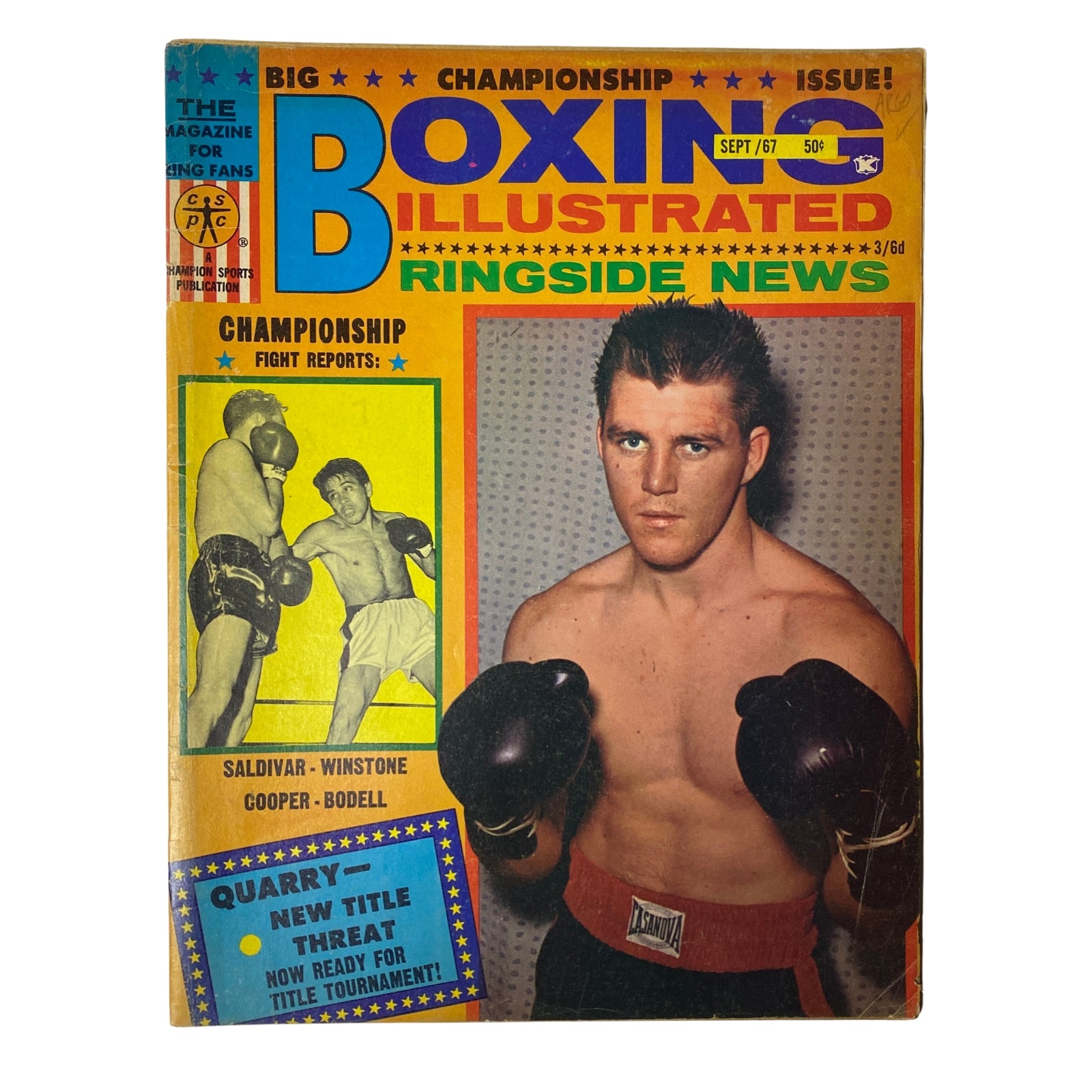 Boxing Illustrated Magazine September 1967 Jerry Quarry No Label