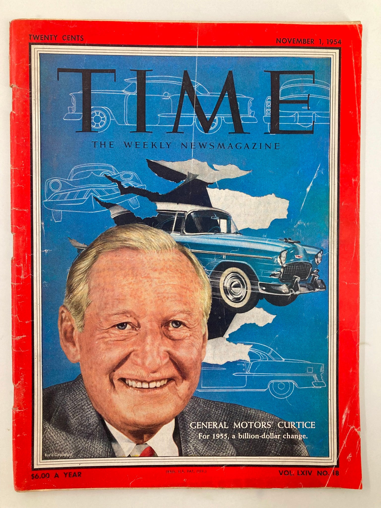 VTG Time Magazine November 1 1954 General Motors' Harlow Curtice No Label