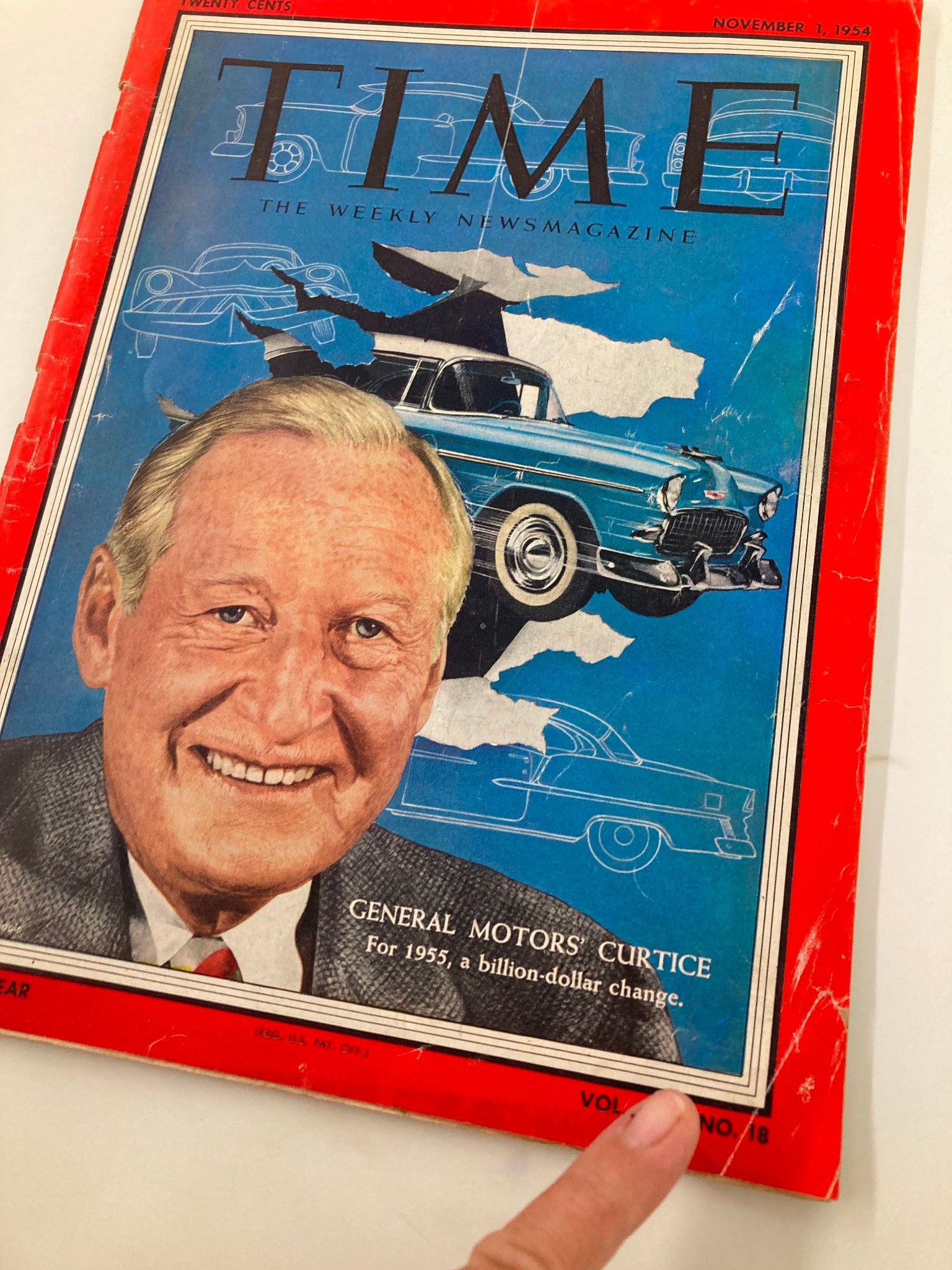 VTG Time Magazine November 1 1954 General Motors' Harlow Curtice No Label