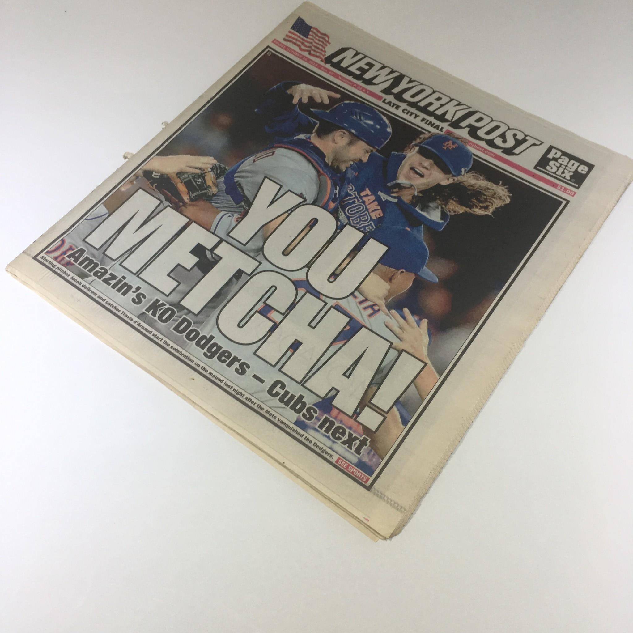 New York Post: Oct 16 2015, You Metcha! Amazin's KO Dodgers - Cubs Next