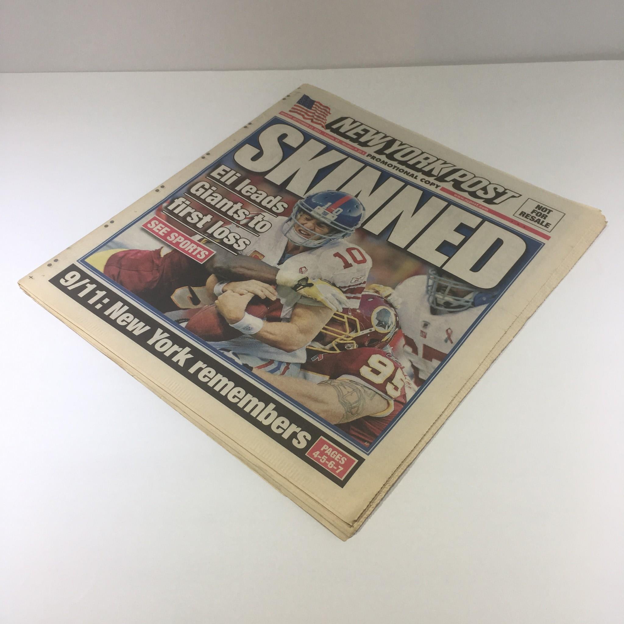 New York Post: Sept 12 2011, Skinned, Eli Leads Giants To First Loss