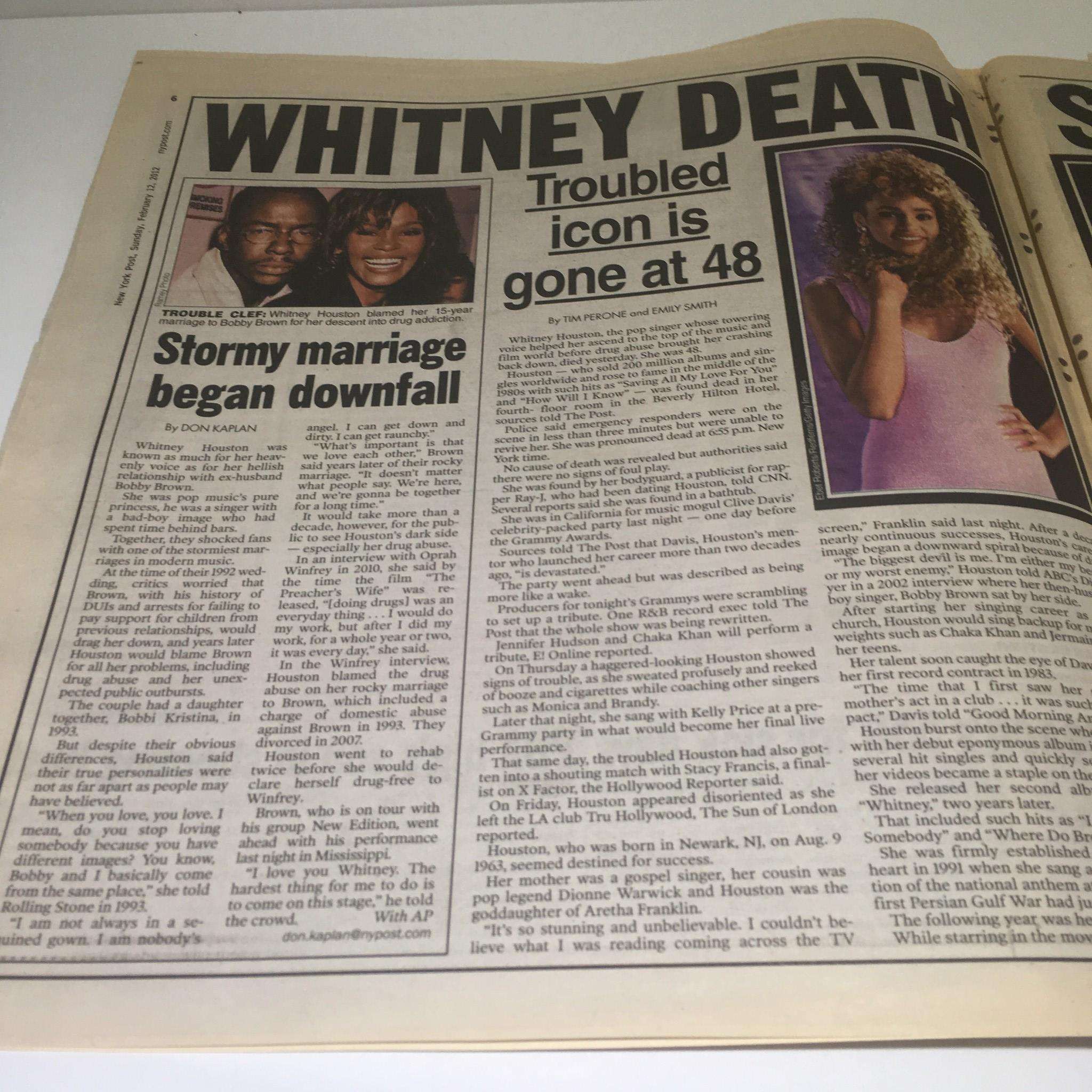 New York Post: Feb 12 2012, Queen of Pop Dead