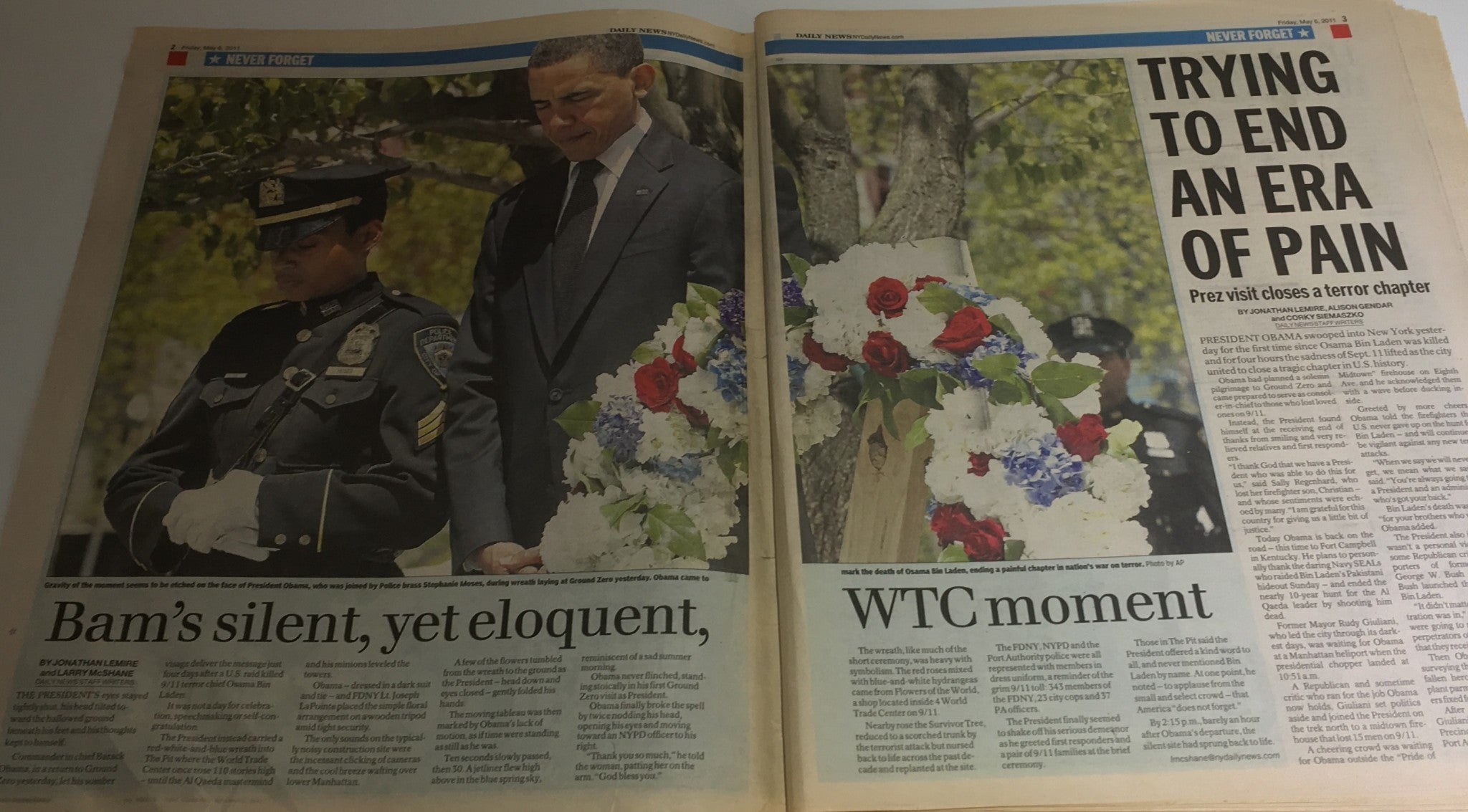 NY Daily News:5/6/2011,We'll Never Forget, Obama's Historic Visit 2 Ground 0